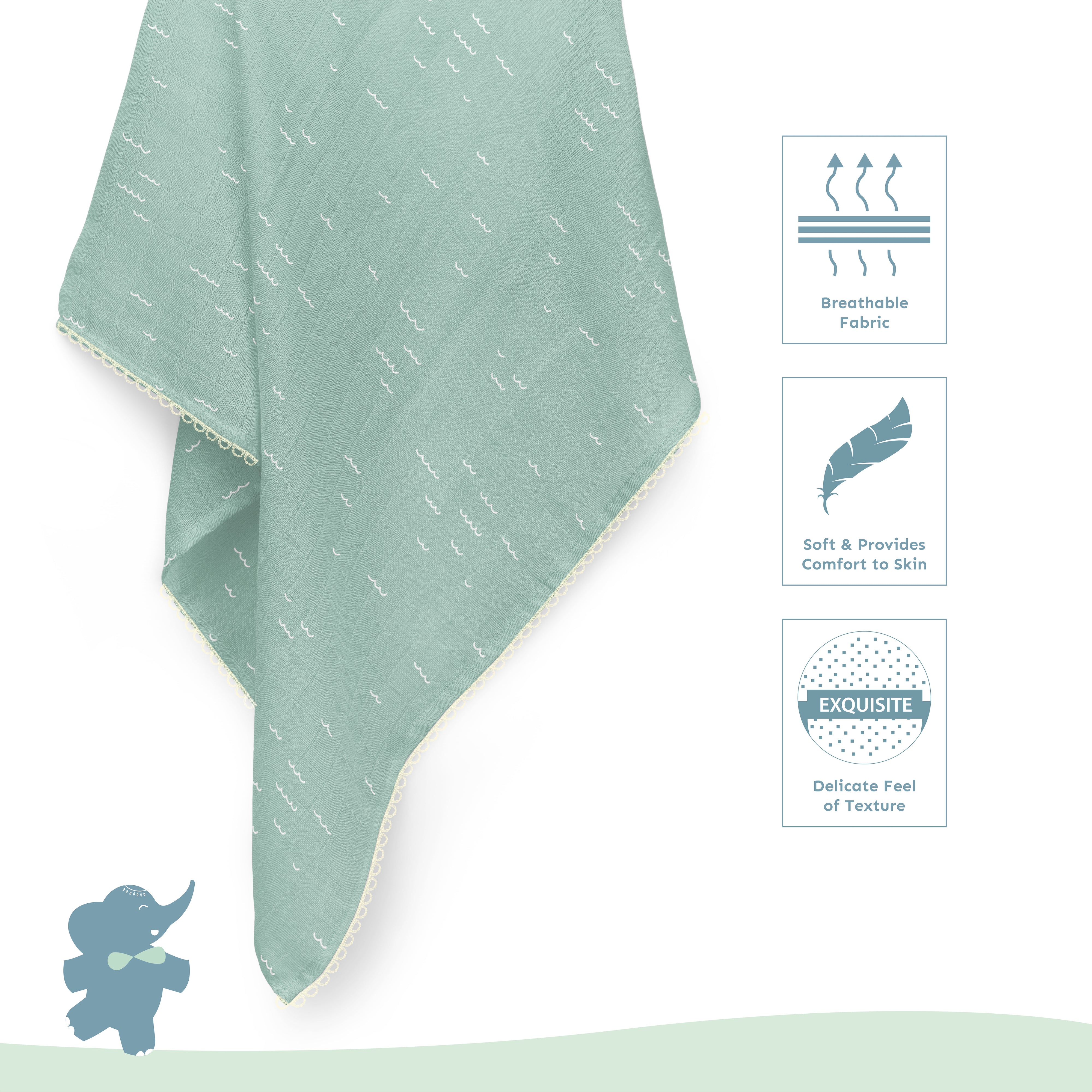Two Layered Muslin Blanket / Waves
