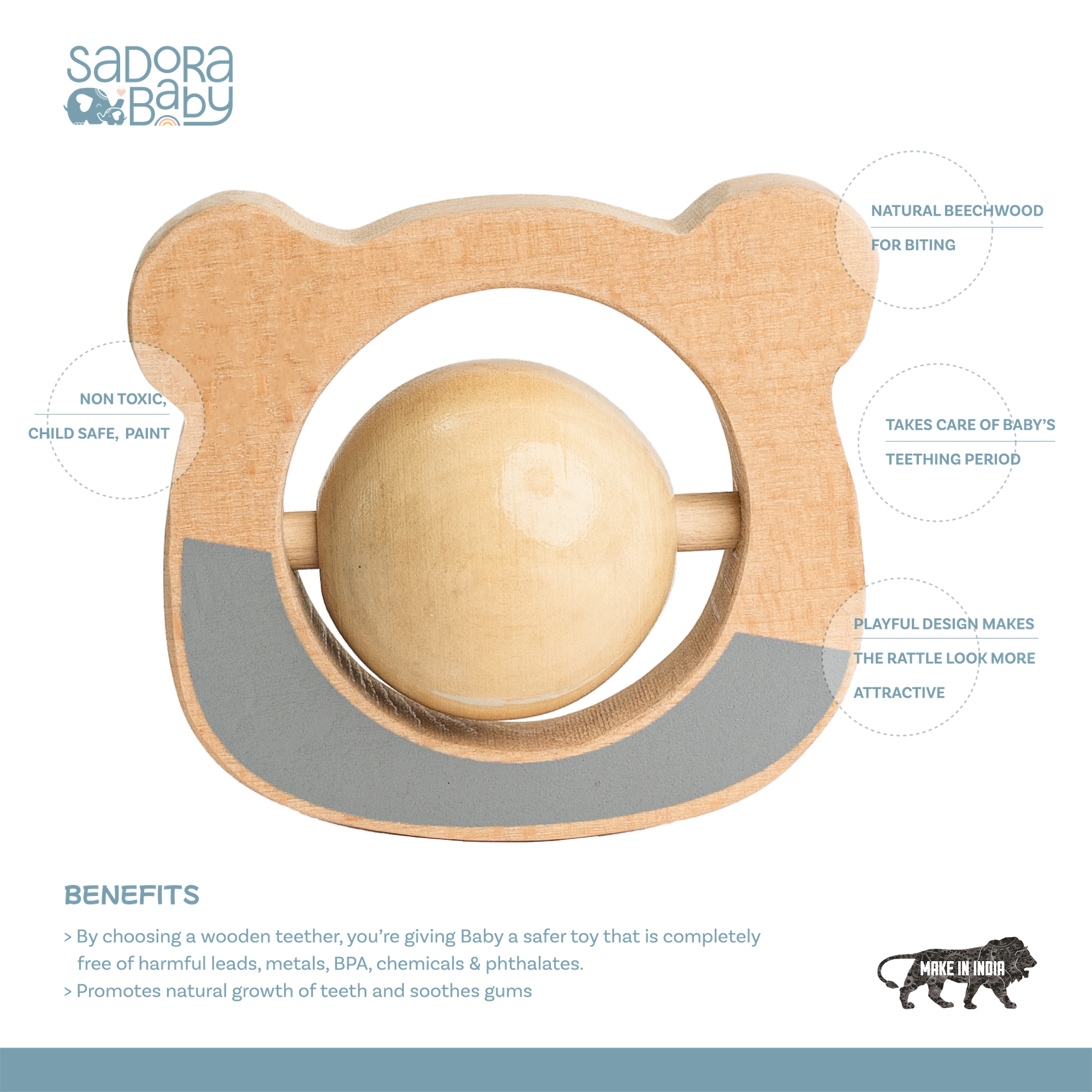 Baby Bear Roller Rattle and Teether