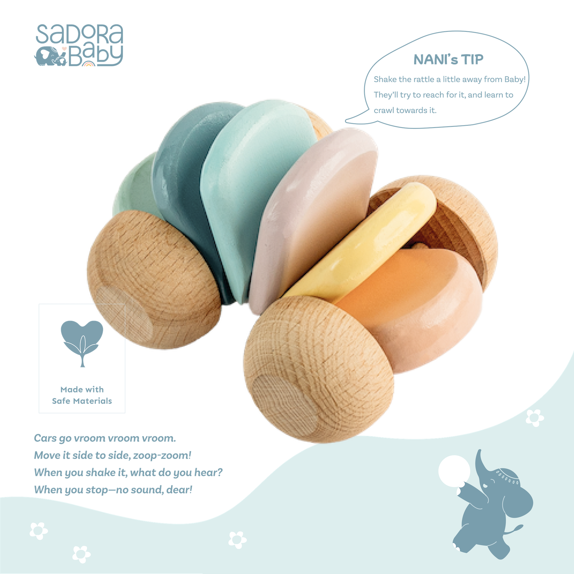 Vroom Vroom Wooden Rattle
