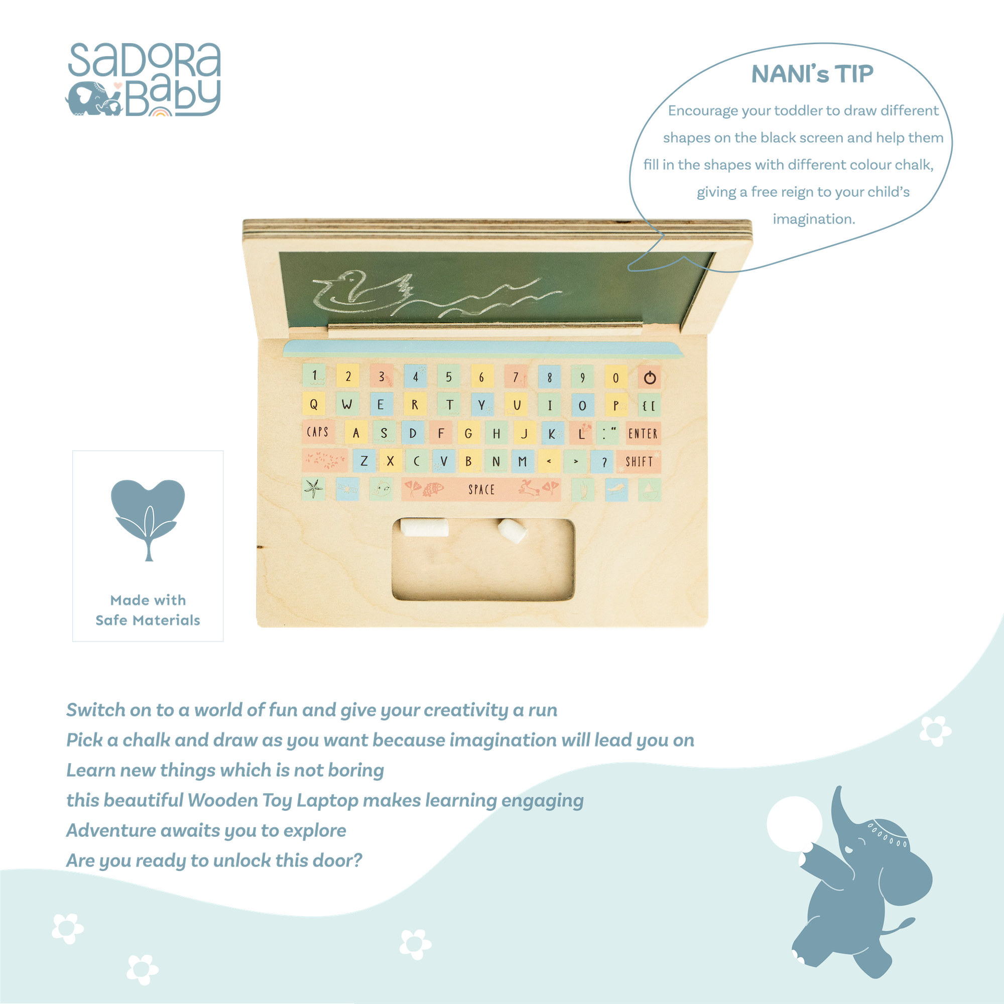 Montessori Wooden Laptop