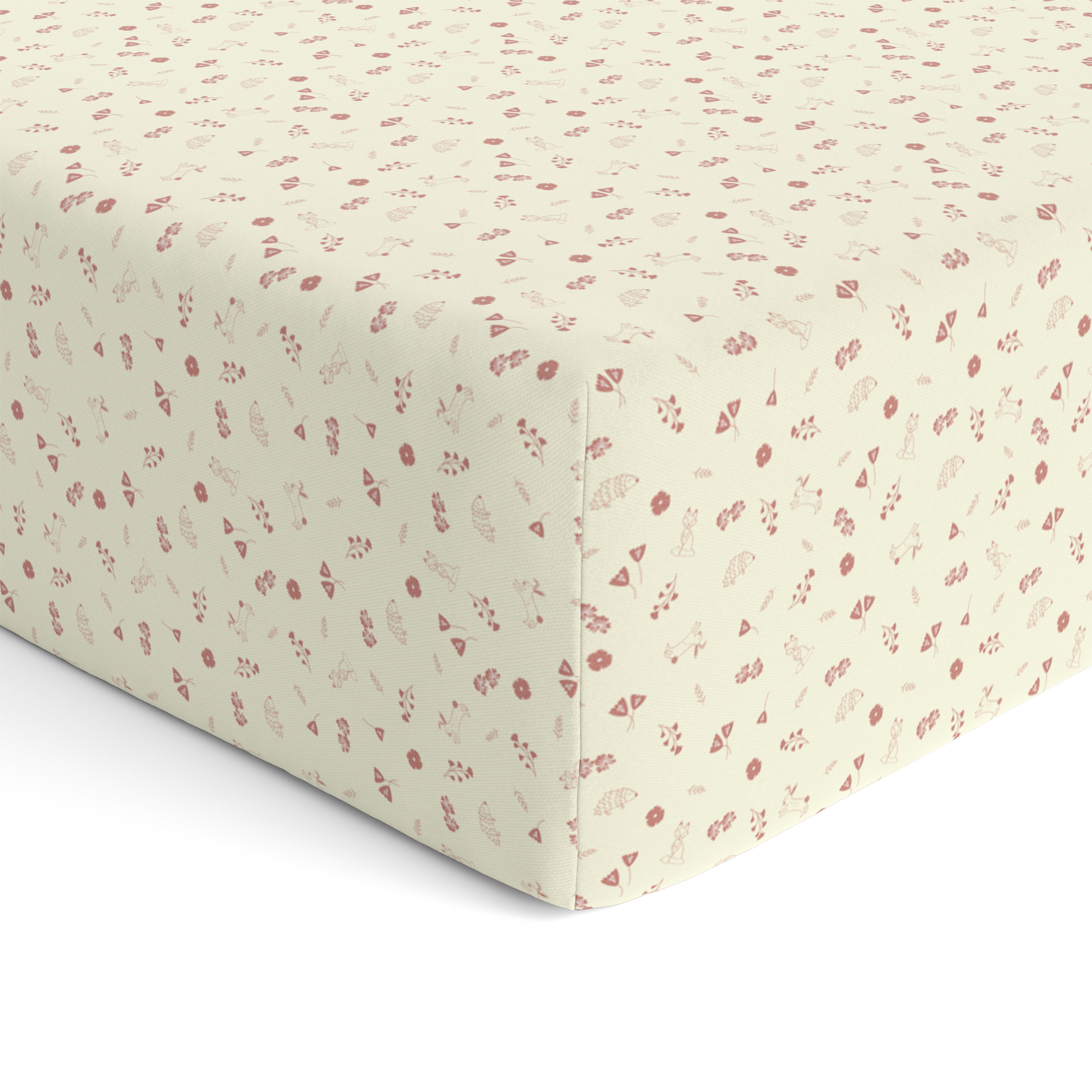 Baby Cot Fitted Sheets / 140 x 80 / Blush Hedgehog