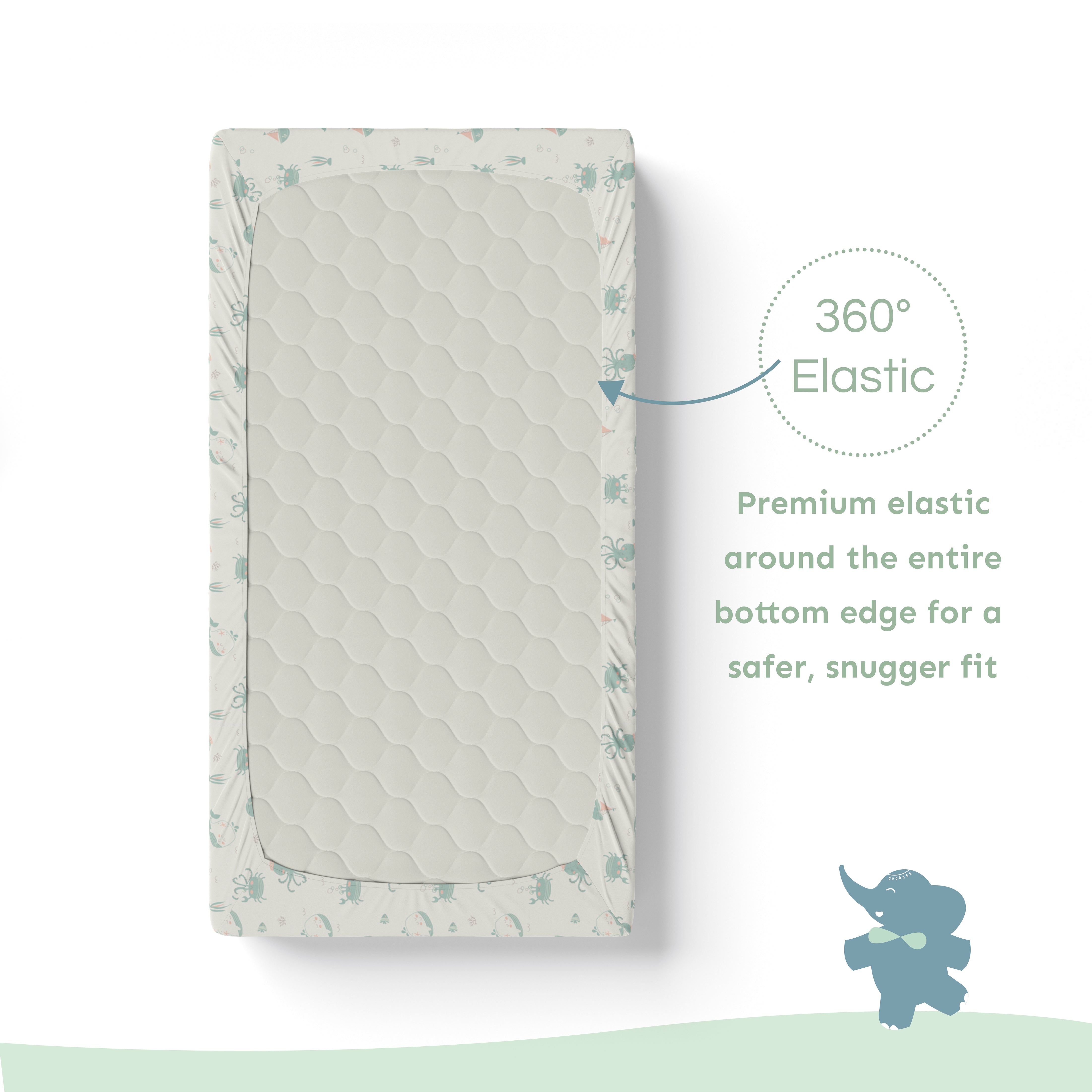 Baby Cot Fitted Sheets / 140 x 80 / Mint Undersea