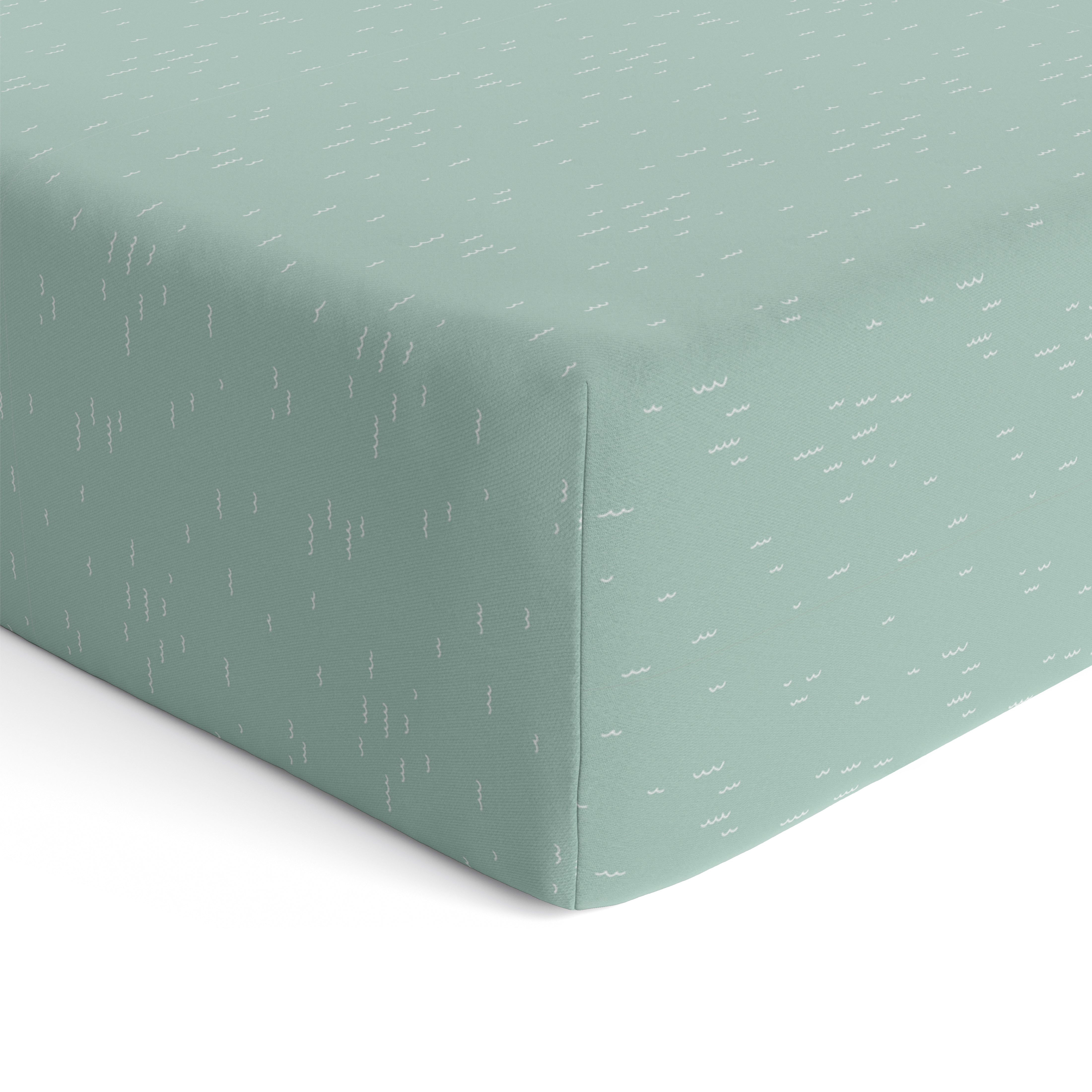Baby Cot Fitted Sheets / 140 x 80 / Mint Waves