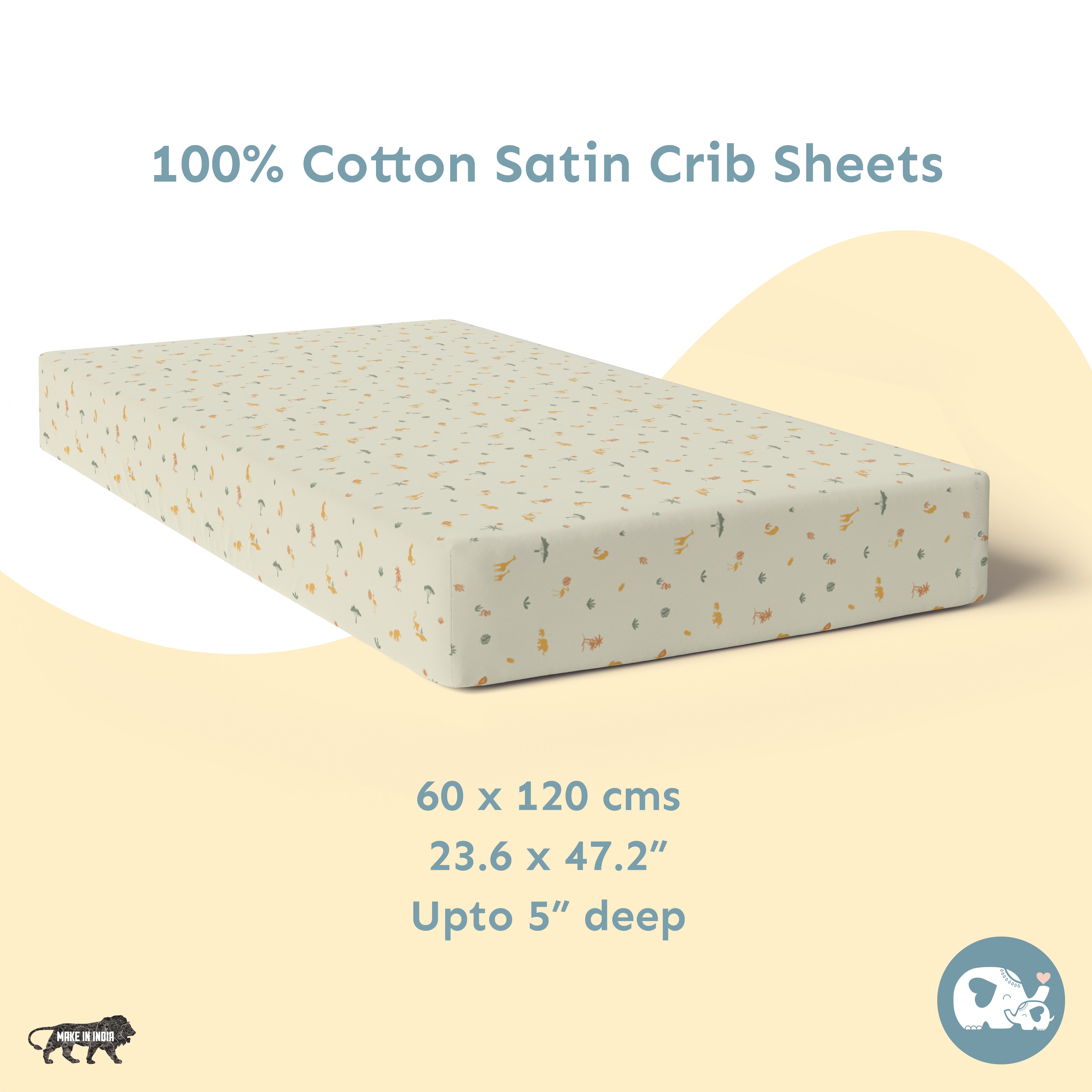 Baby Cot Fitted Sheets / 140 x 80 / Mustard Savanna