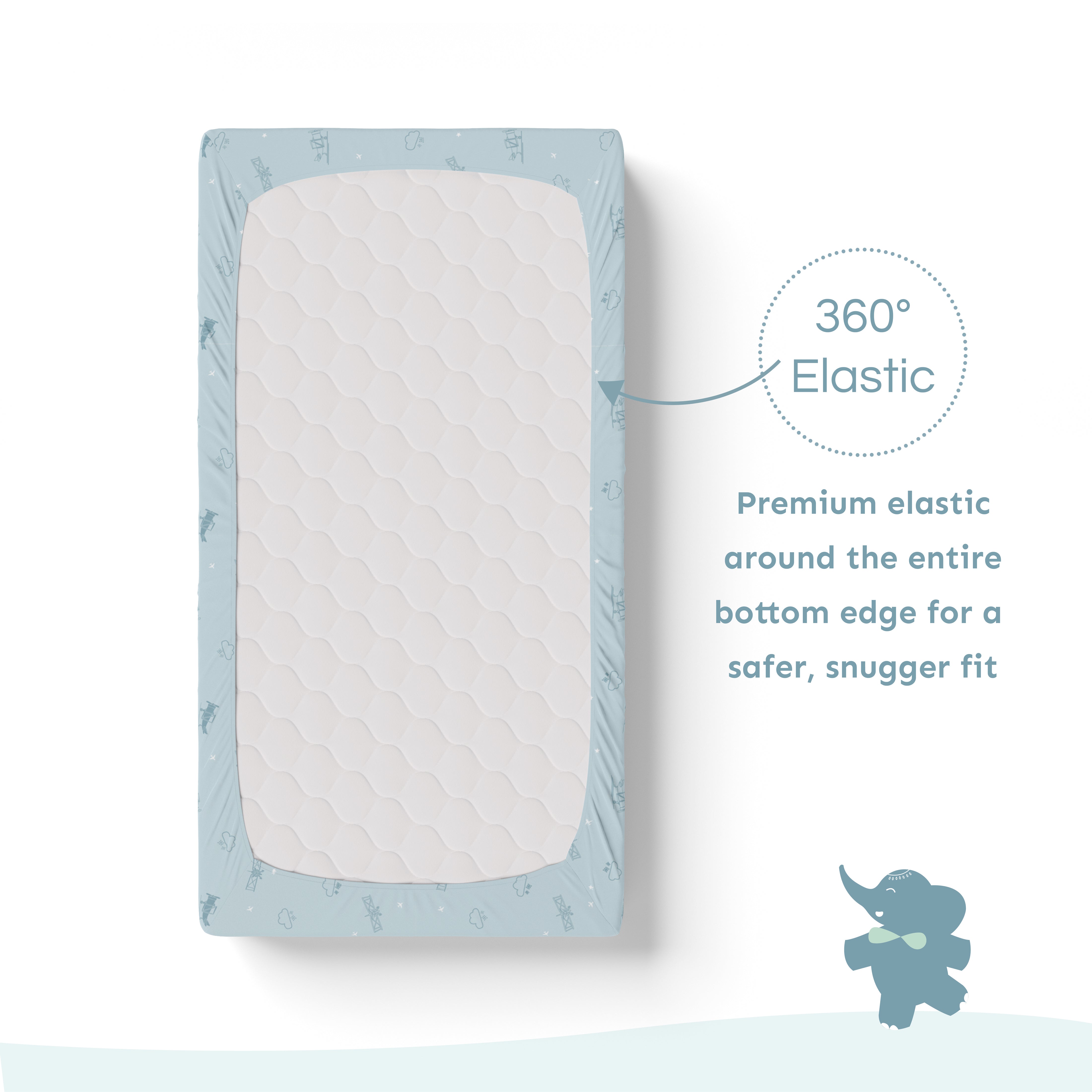 Baby Cot Fitted Sheets / 140 x 80 / Denim Aeroplane