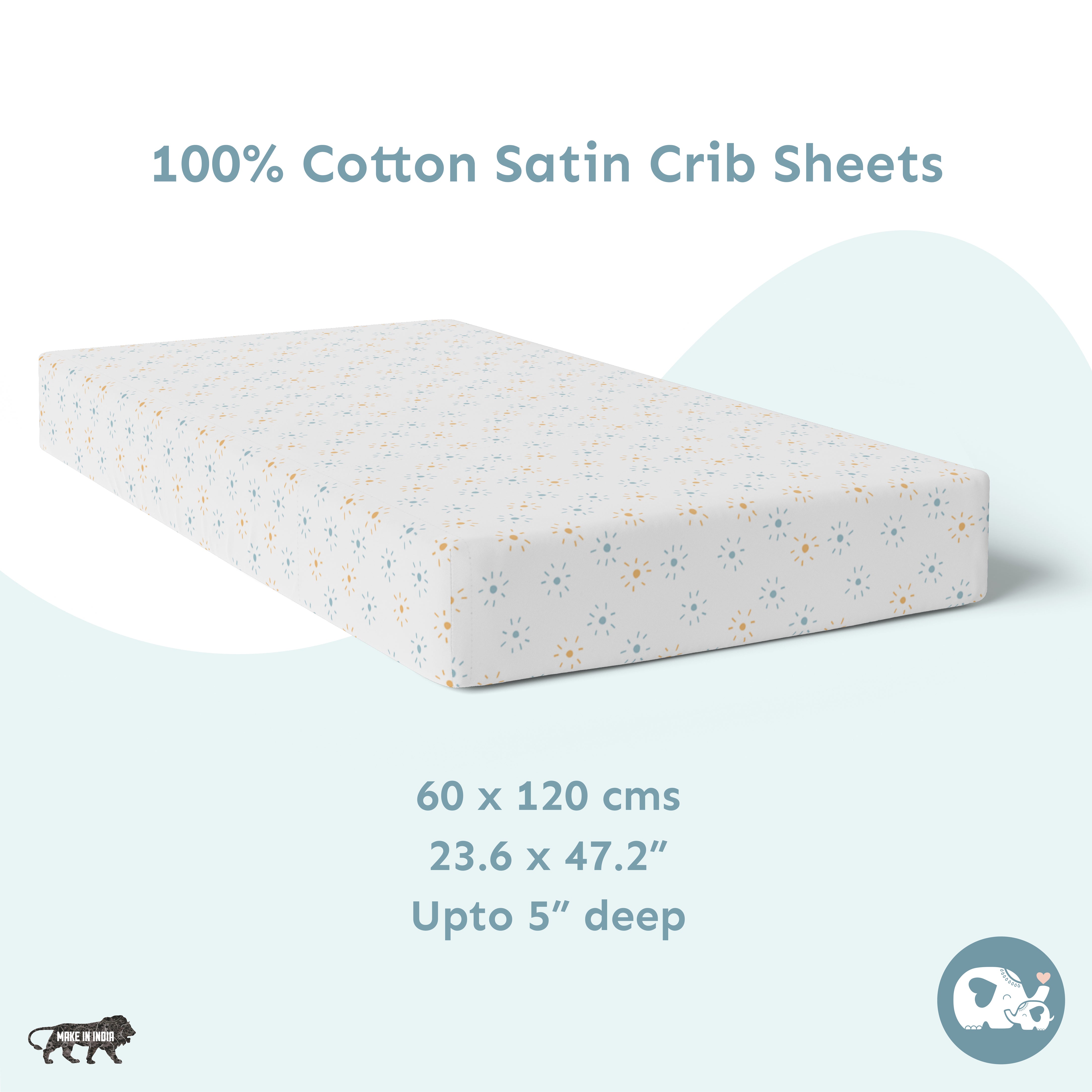 Baby Cot Fitted Sheets / 140 x 80 / Denim Sun