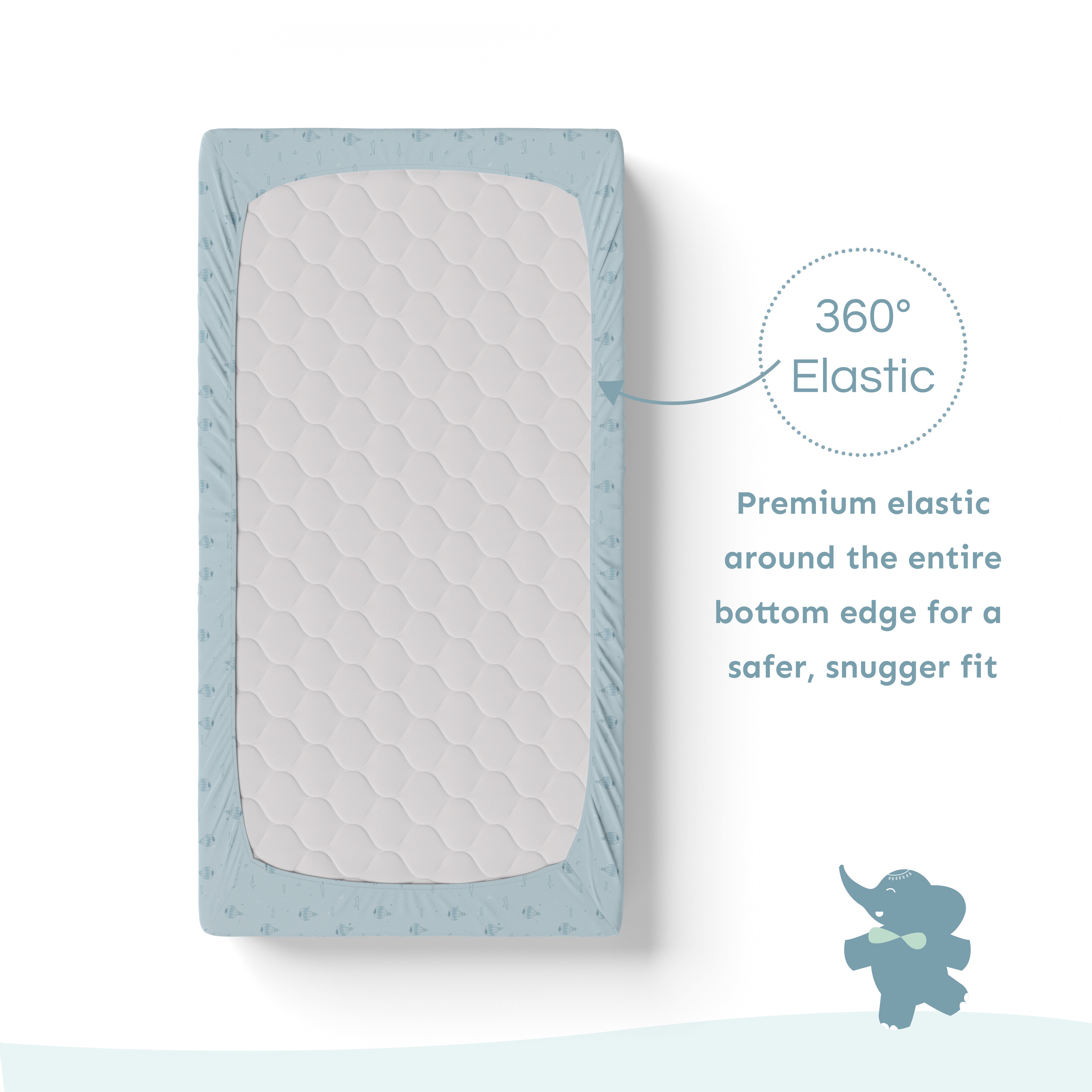 Baby Cot Fitted Sheets / 140 x 80 / Denim Hot Air Balloon