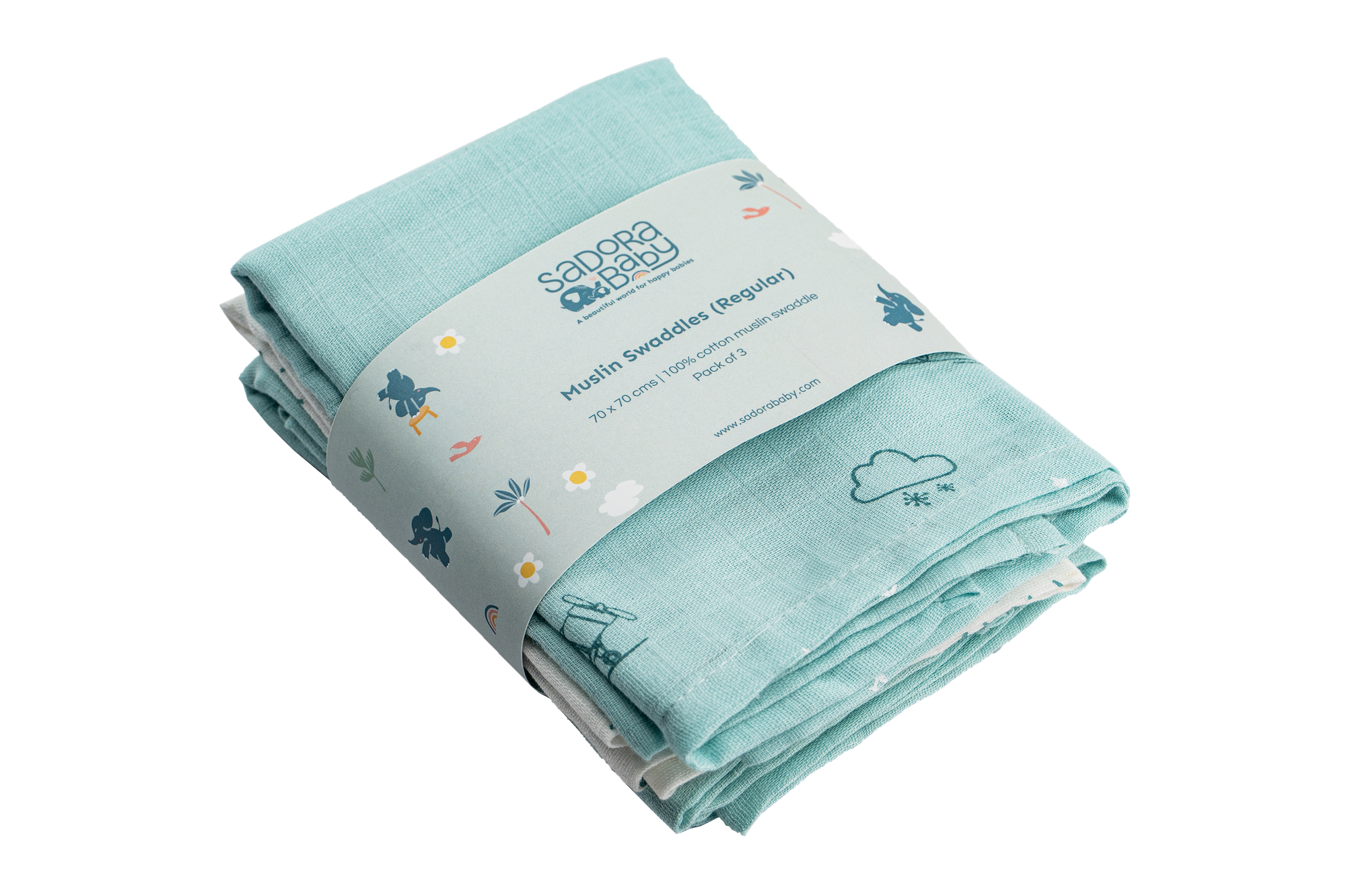 Muslin Swaddles 70 x 70 Hot Air Balloon / Rainbow / Sky