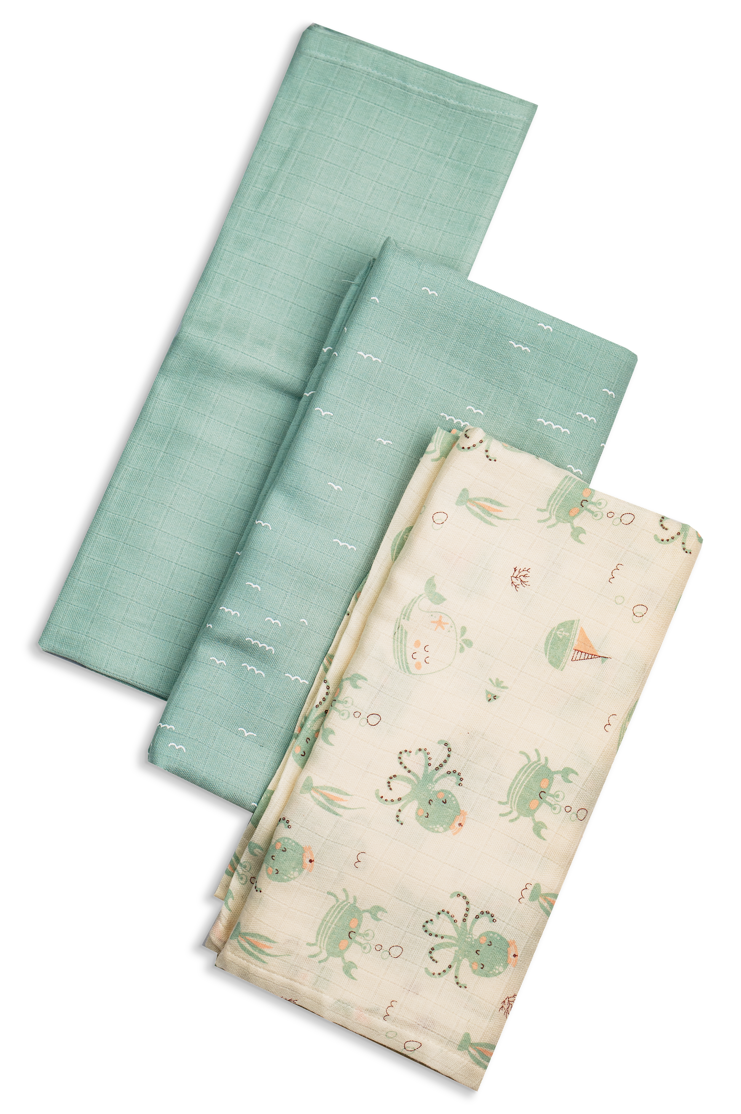 Muslin Swaddles 110 x 110 Waves / Mint / Undersea