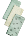 Muslin Swaddles 110 x 110 Mint / Starfish / Shells
