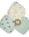 Pacifier Cloth With Wooden Ring / Starfish / Waves / Undersea