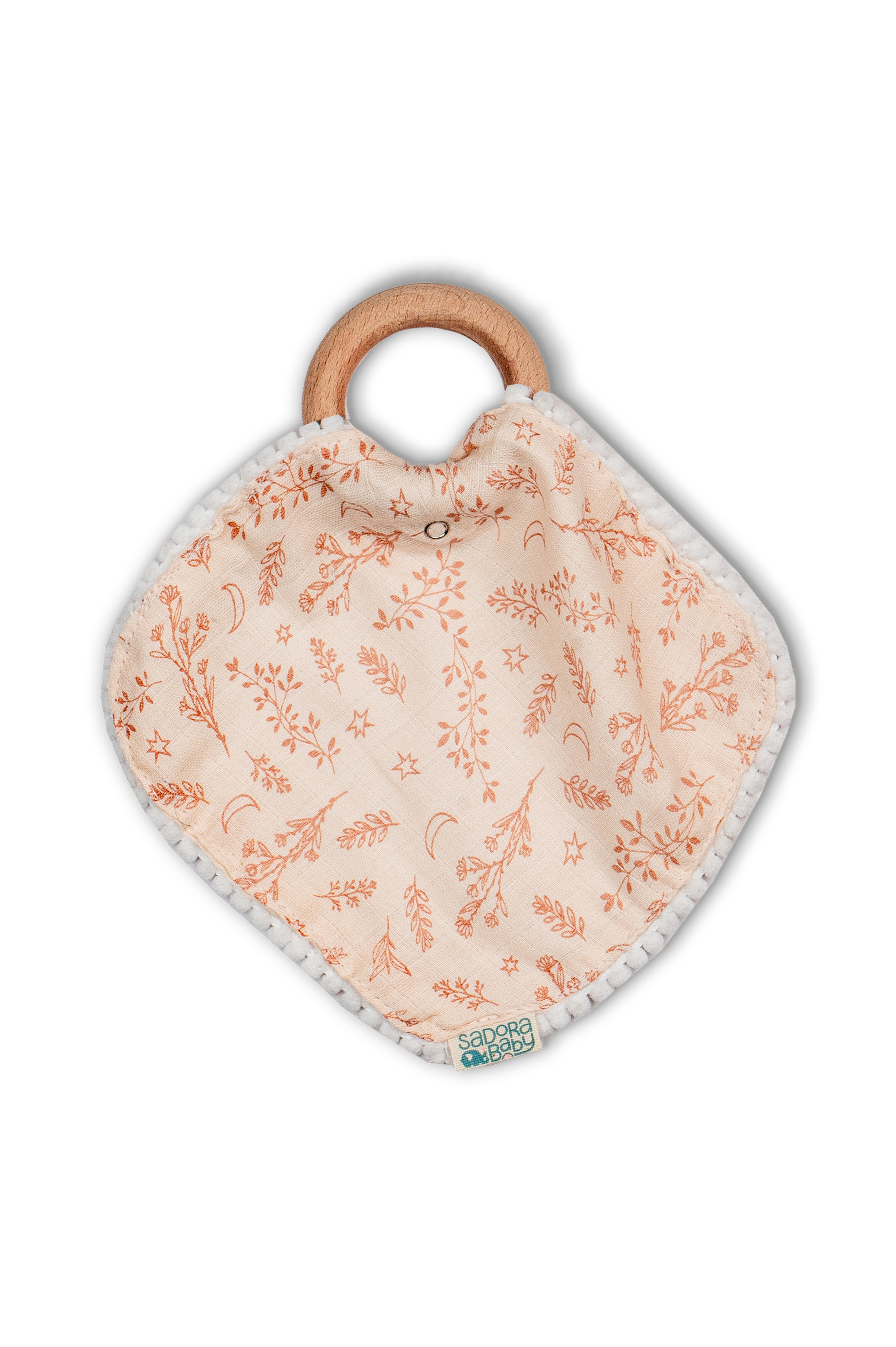 Pacifier Cloth With Wooden Ring / Floral / Daisy / Hedgehog