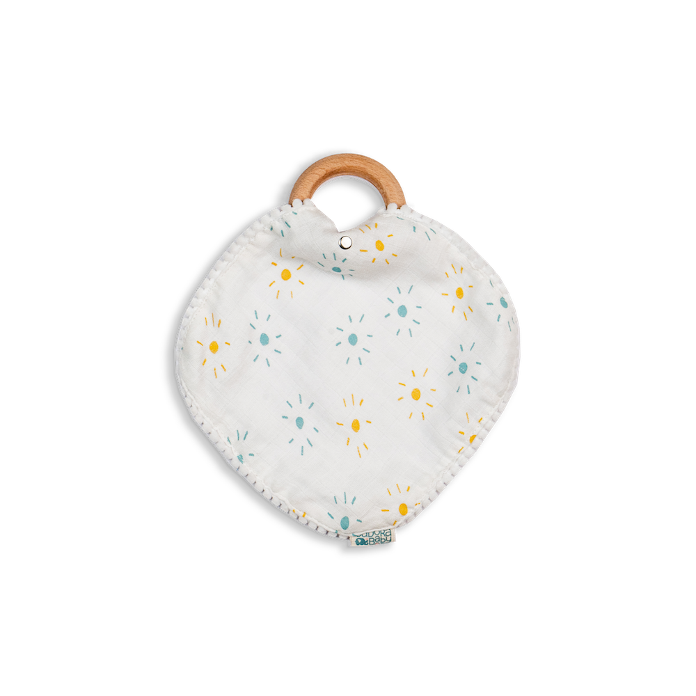 Pacifier Cloth With Wooden Ring / Aeroplane / Hot Air Balloon / Sun