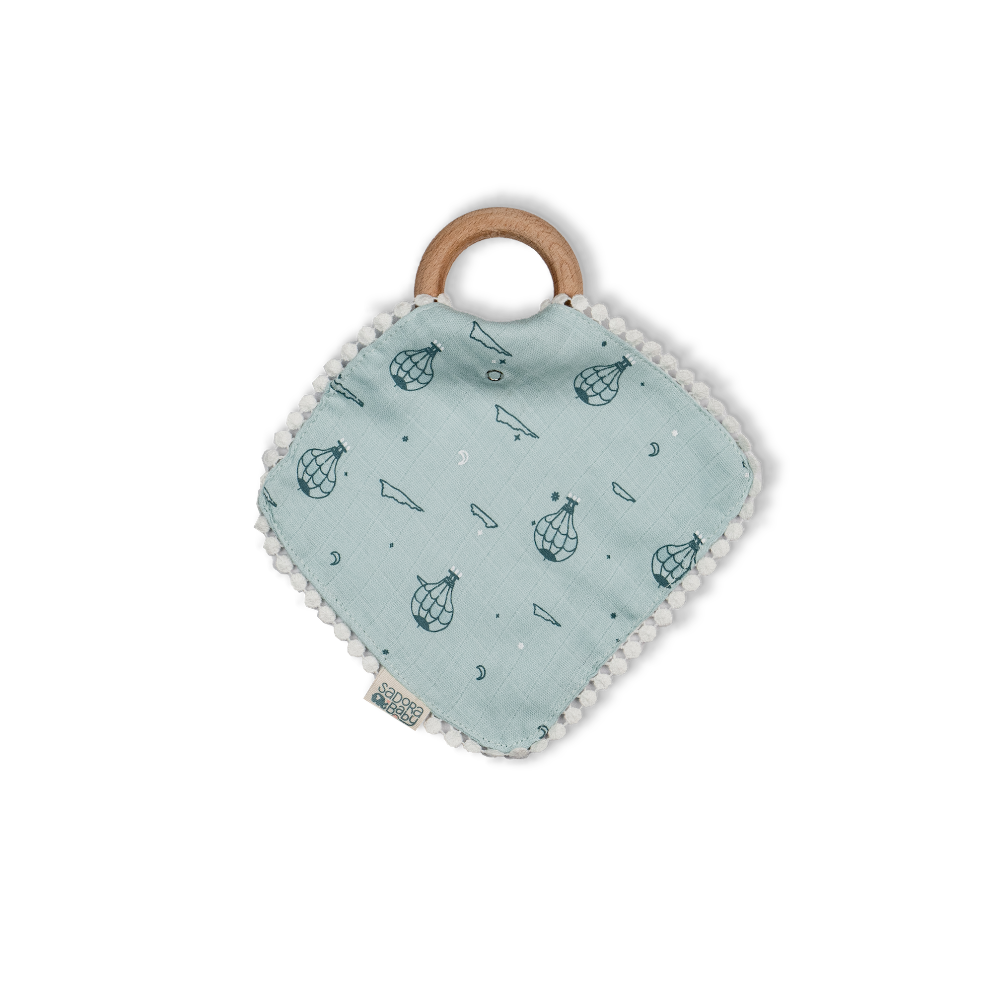 Pacifier Cloth With Wooden Ring / Aeroplane / Hot Air Balloon / Sun