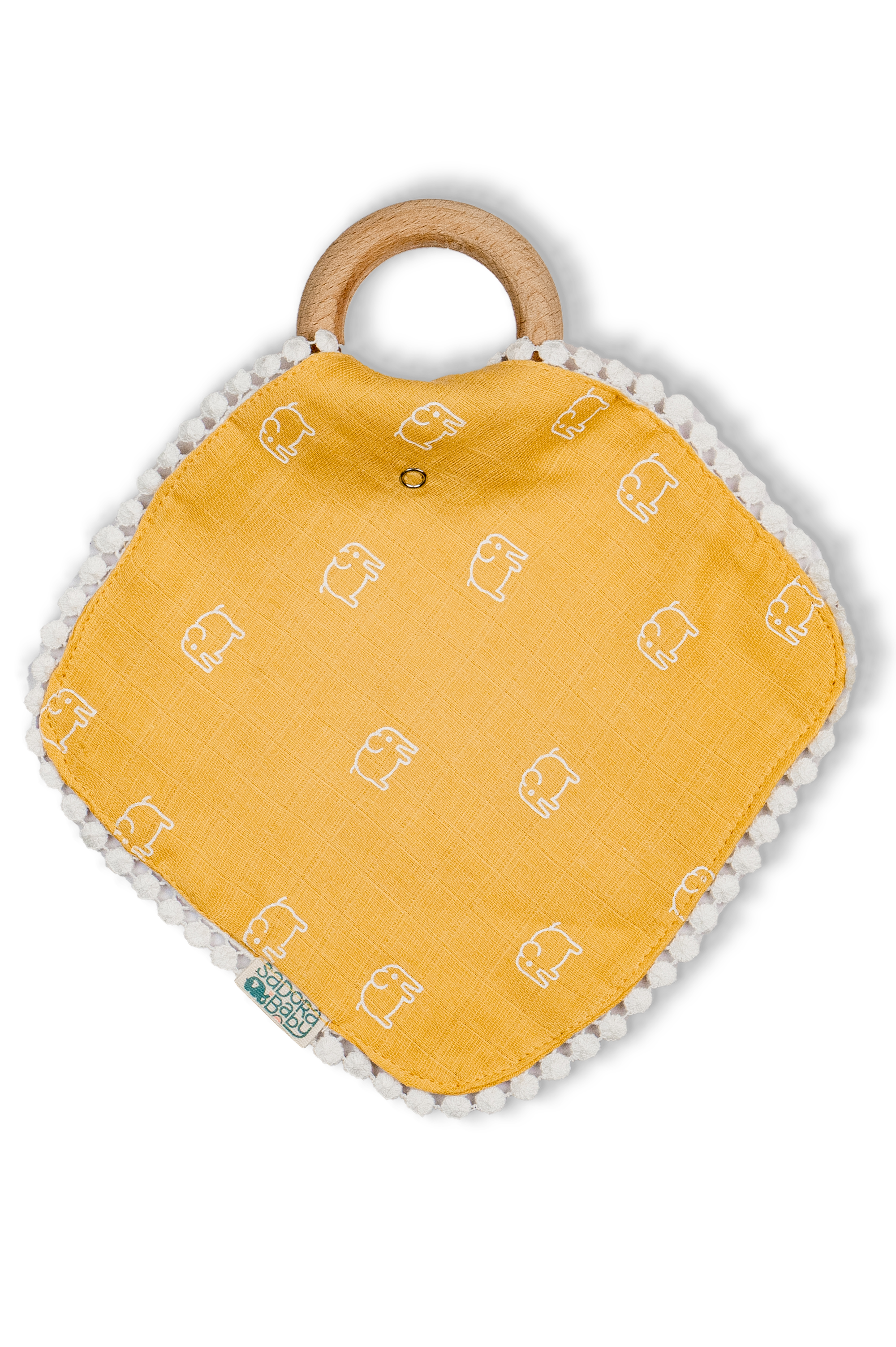 Pacifier Cloth With Wooden Ring / Elephant / Savanna / Aztec