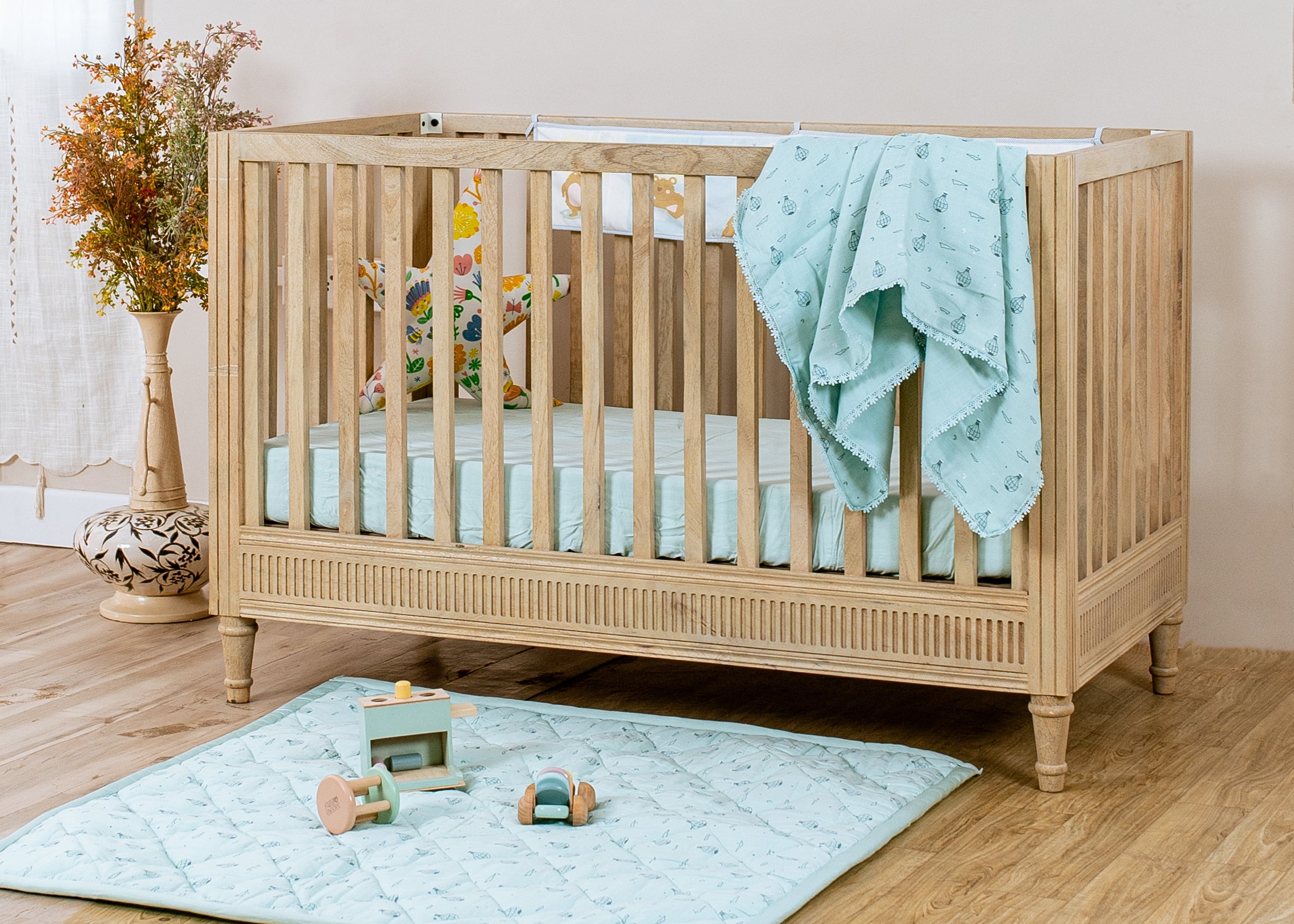Three Layered Muslin Blanket / Denim Hot Air Balloon