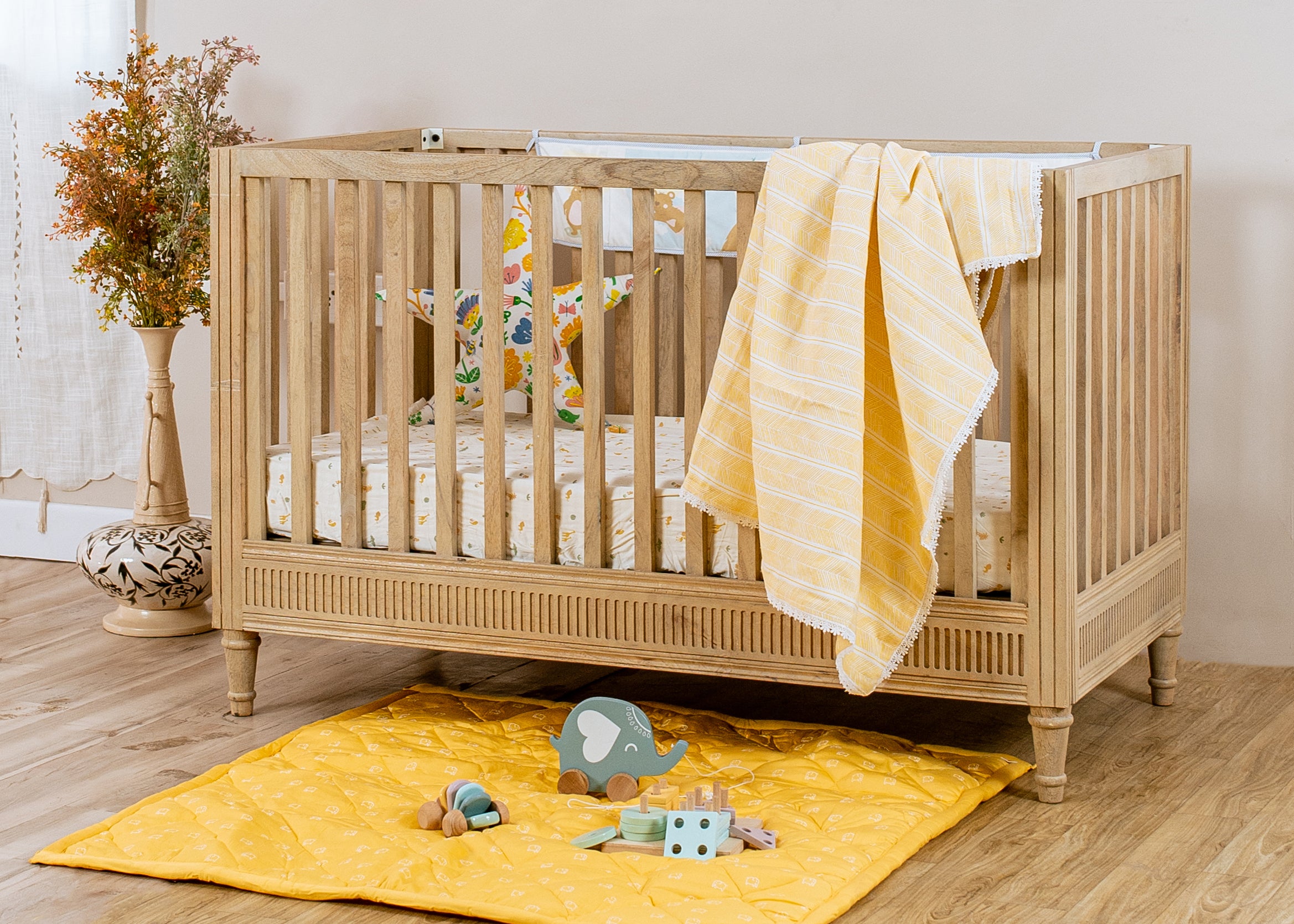 Three Layered Muslin Blanket / Mustard Aztec