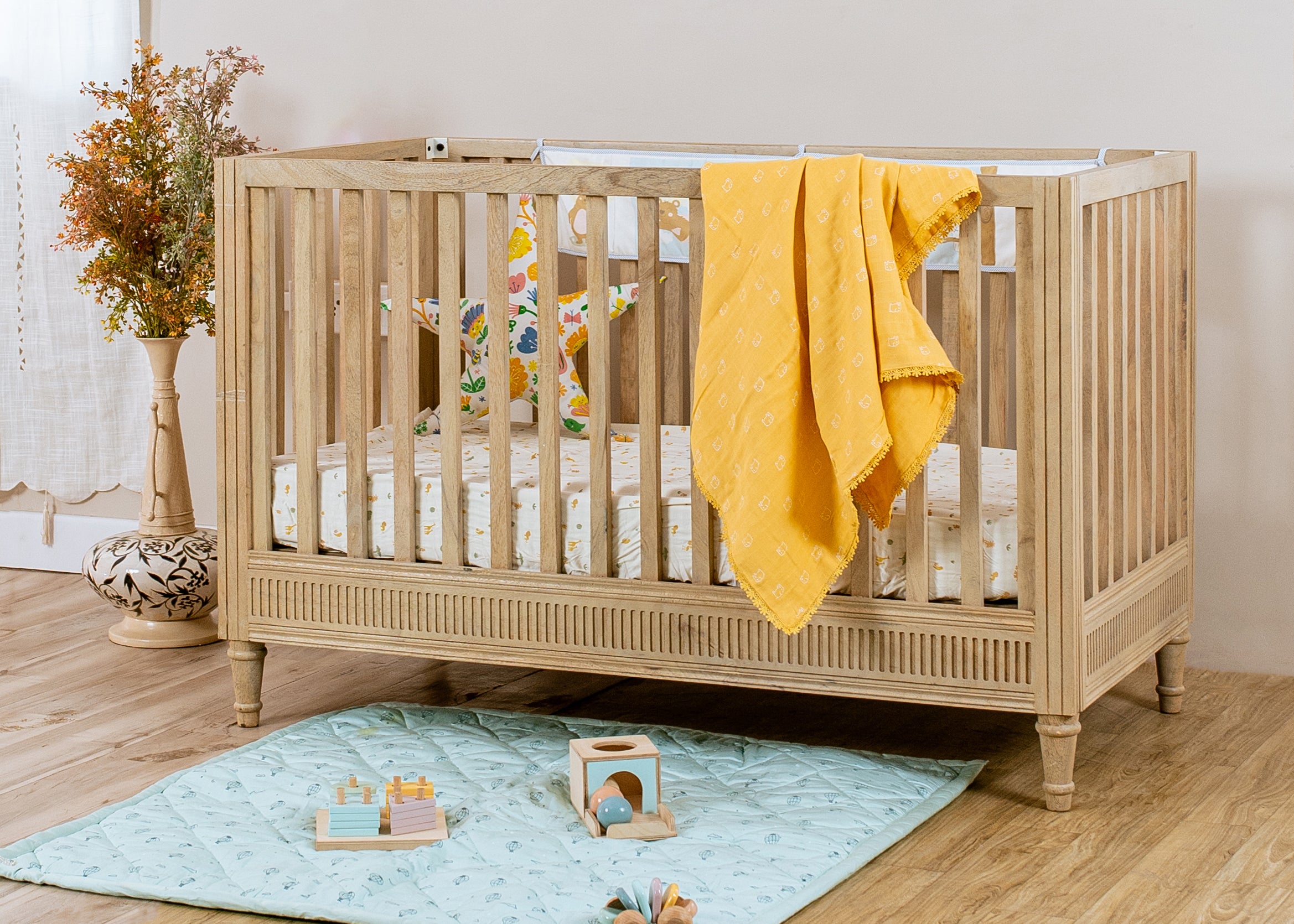 Three Layered Muslin Blanket / Mustard Elephant