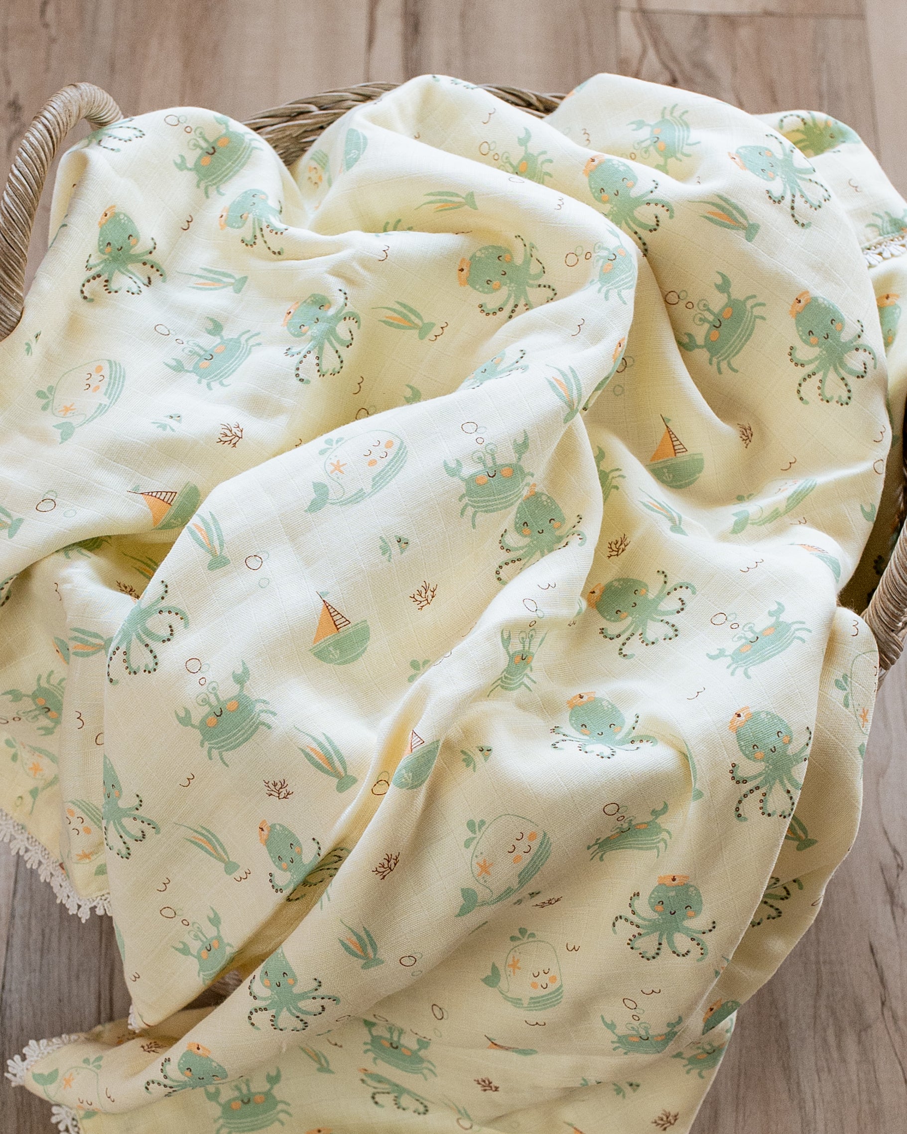 Three Layered Muslin Blanket / Mint Undersea
