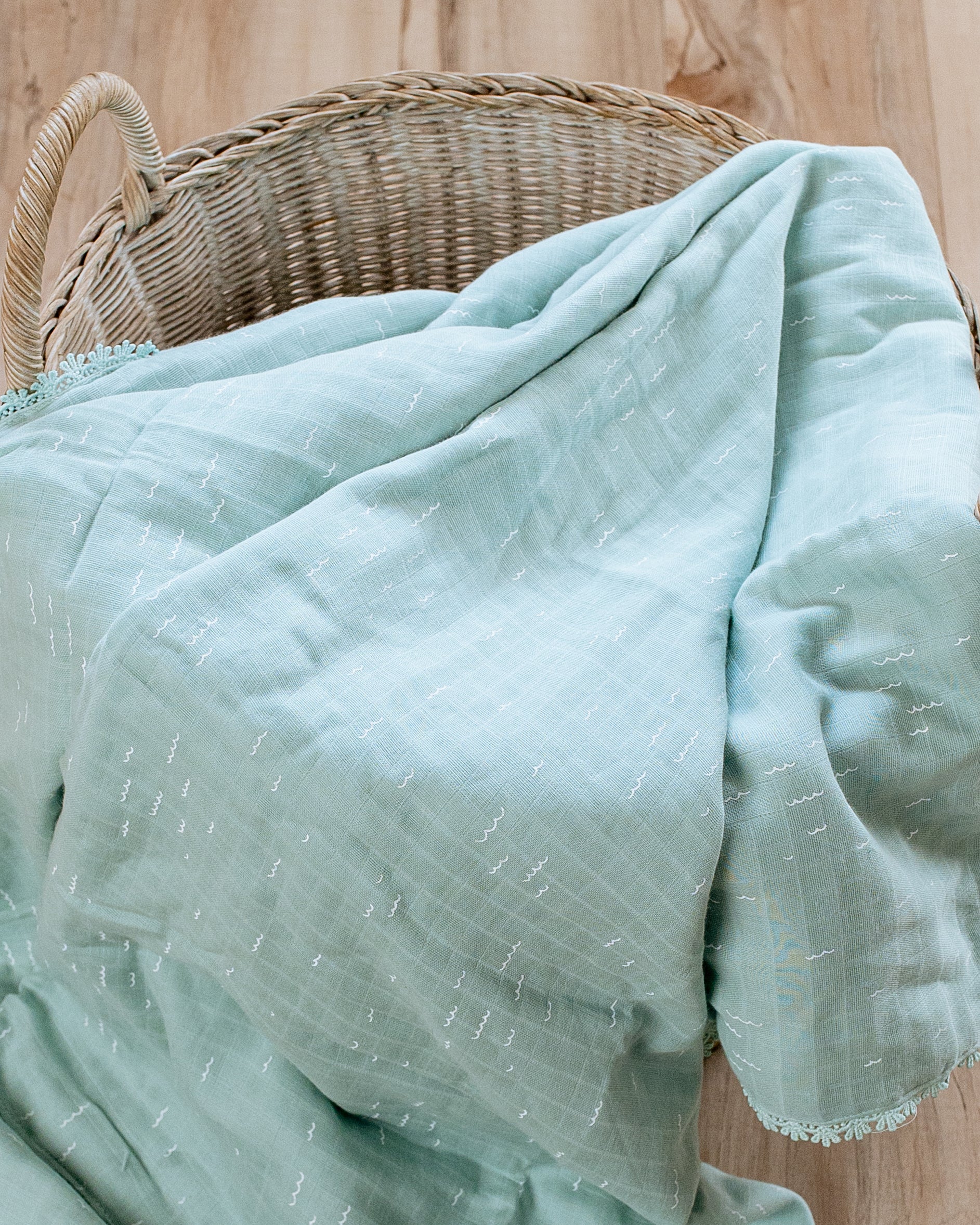 Three Layered Muslin Blanket / Mint Waves