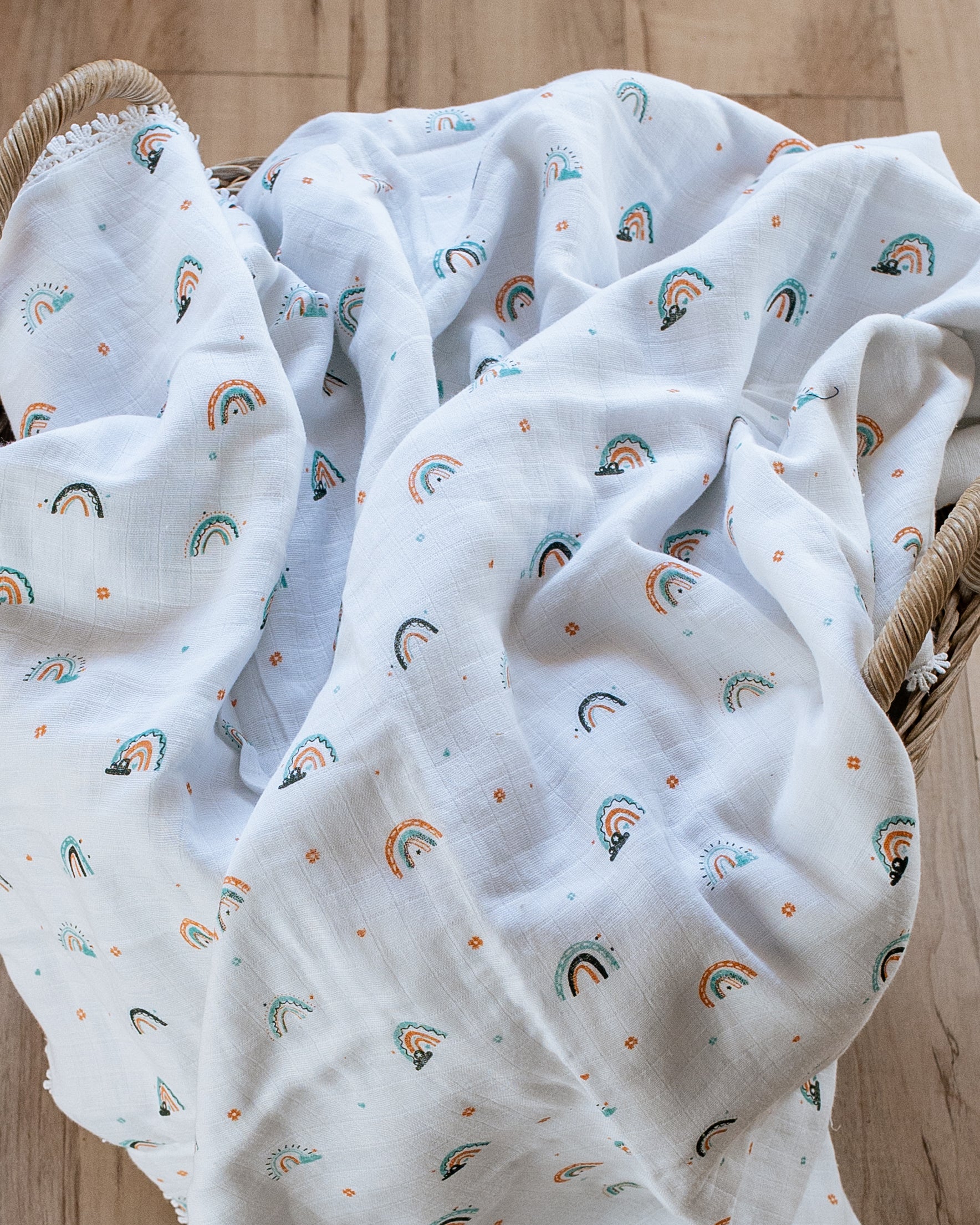 Three Layered Muslin Blanket / Denim Rainbow
