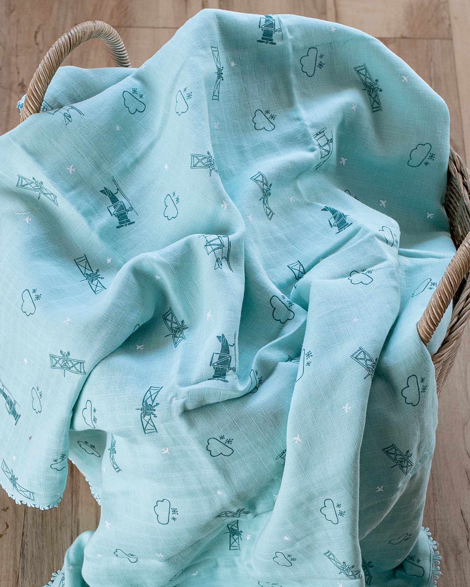 Three Layered Muslin Blanket / Denim Aeroplane