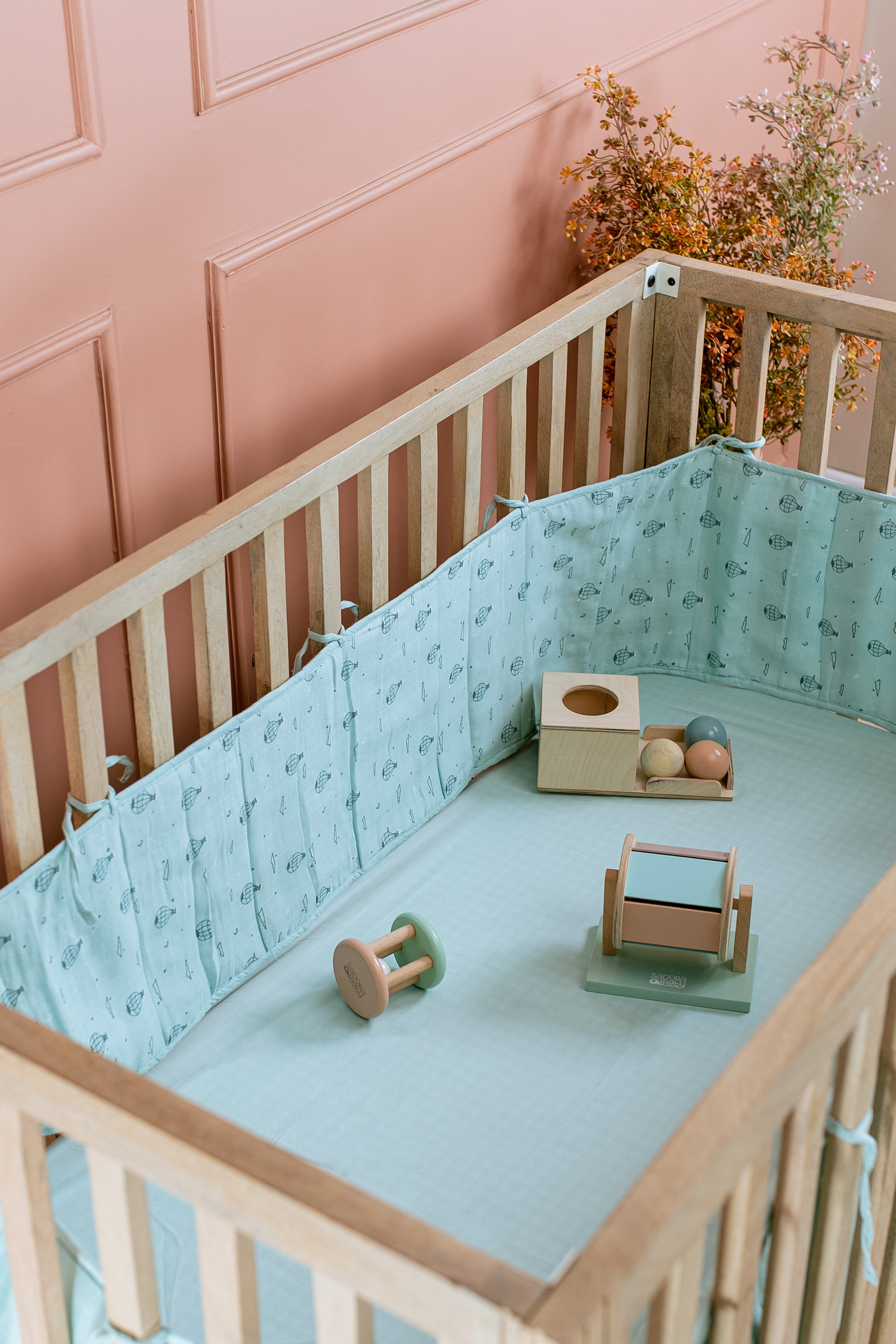 Cot Bumpers Denim Hot Air Balloon – Sadora Baby