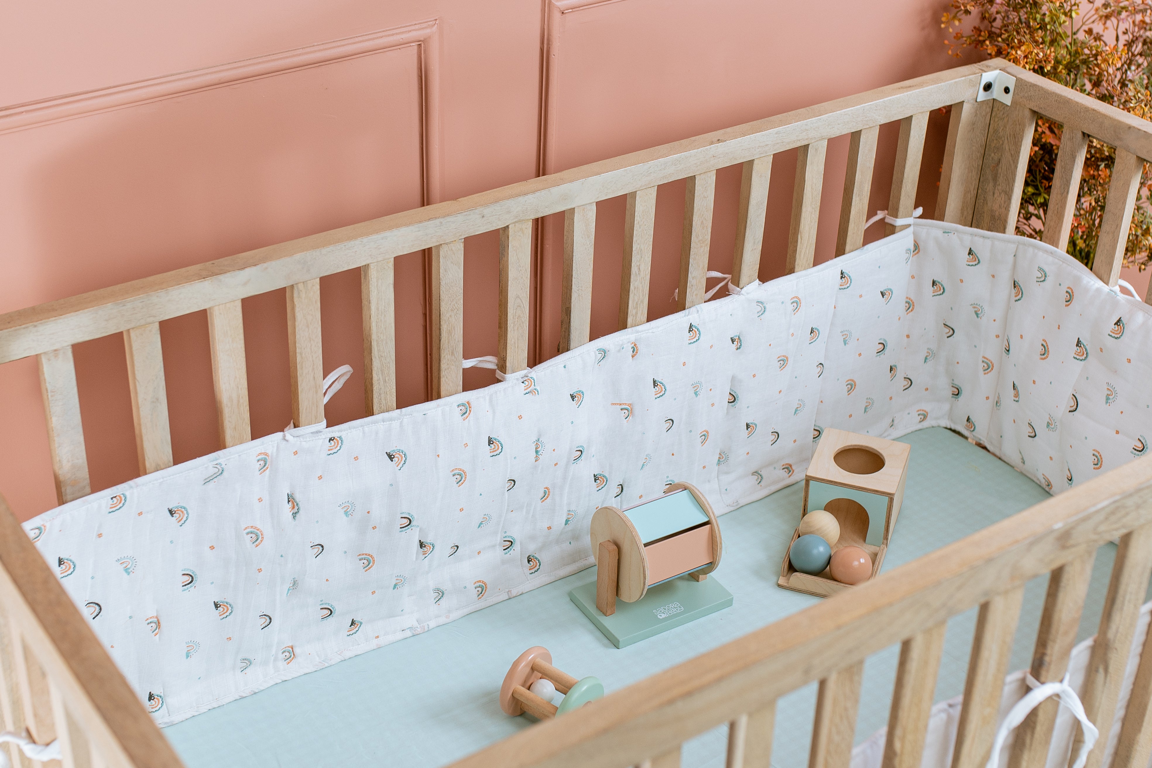 Cot Bumper / Denim Rainbow