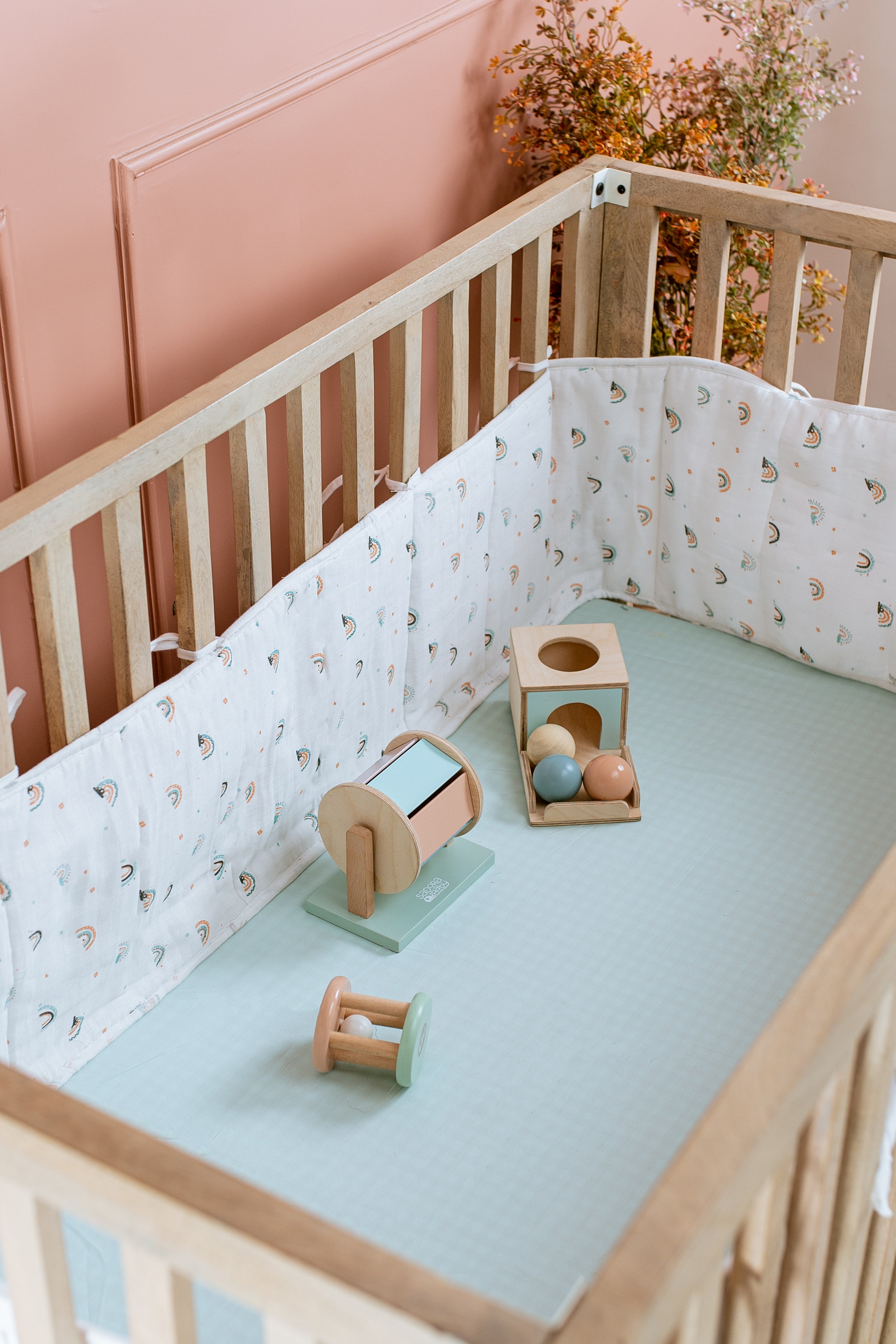 Cot Bumper / Denim Rainbow