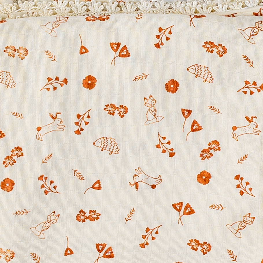 Three Layered Muslin Blanket / Blush Hedgehog