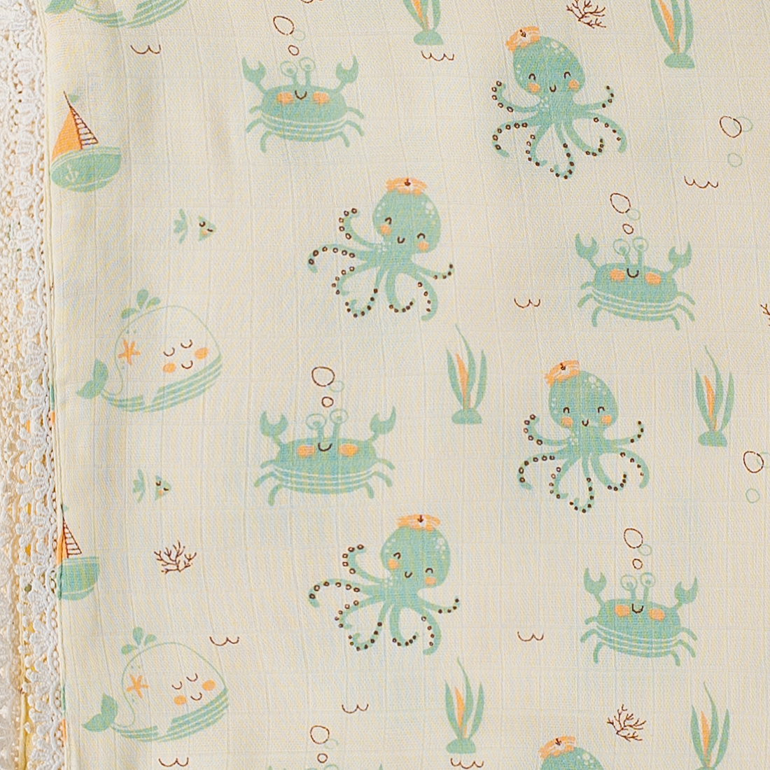 Three Layered Muslin Blanket / Mint Undersea