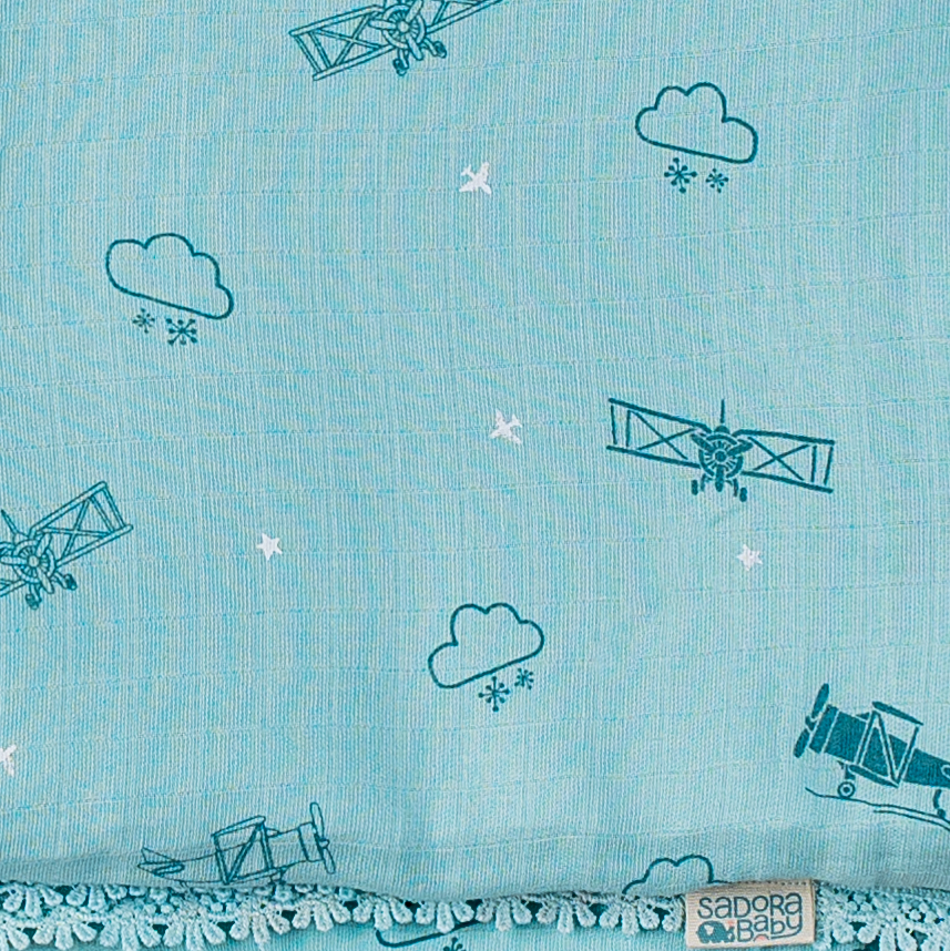 Three Layered Muslin Blanket / Denim Aeroplane
