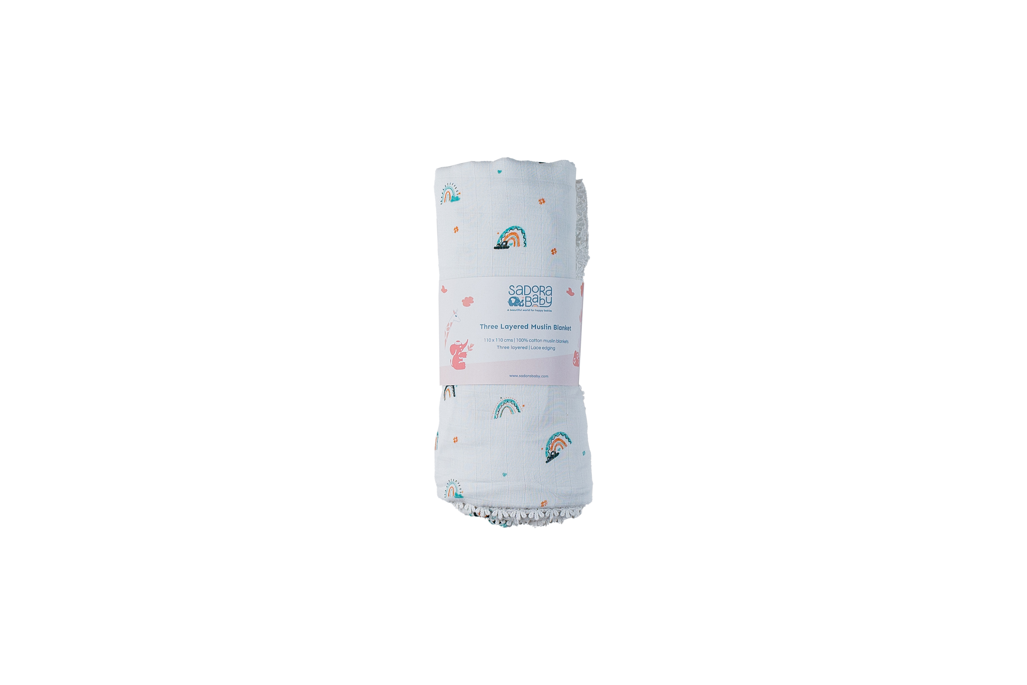 Three Layered Muslin Blanket / Denim Rainbow