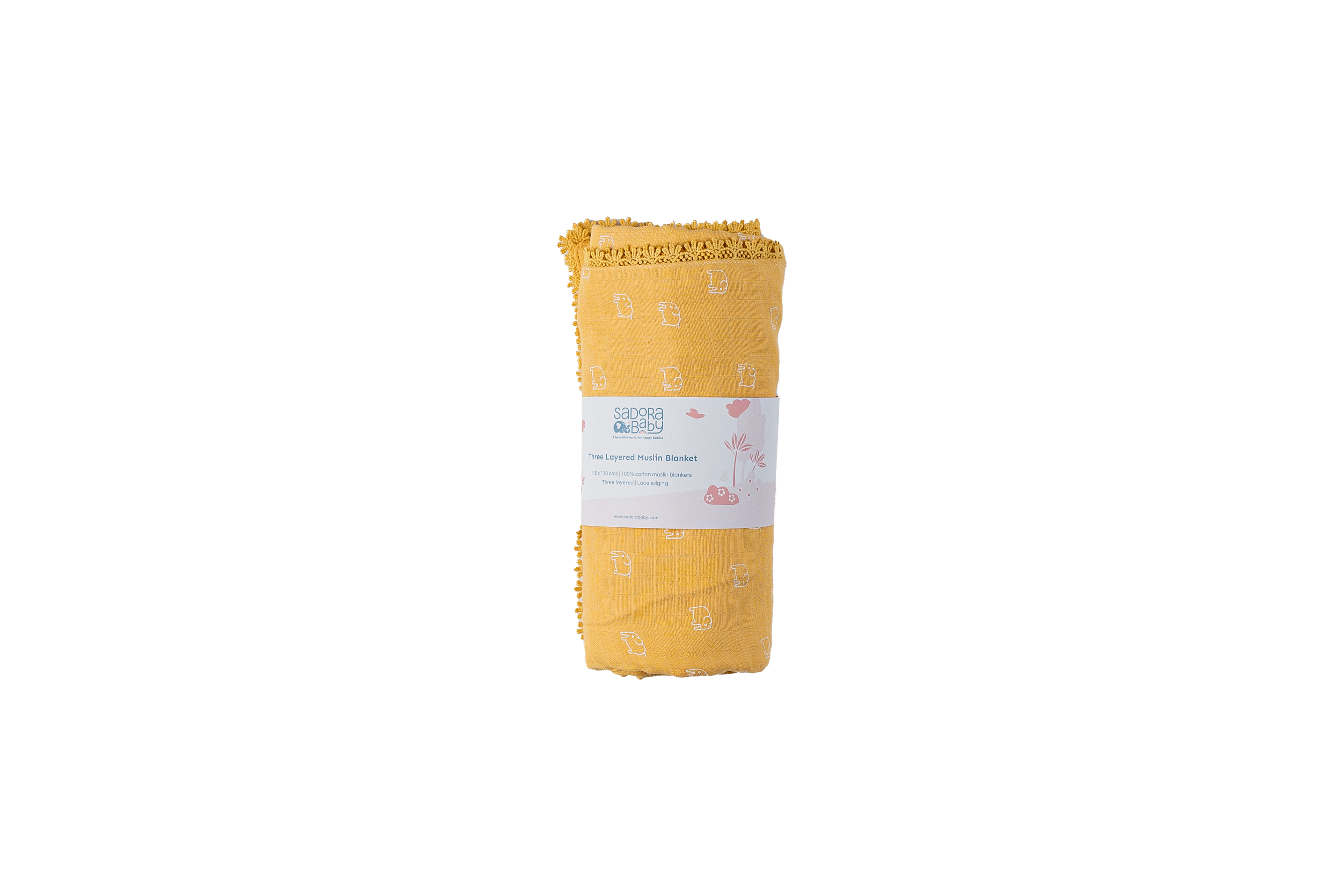 Three Layered Muslin Blanket / Mustard Elephant