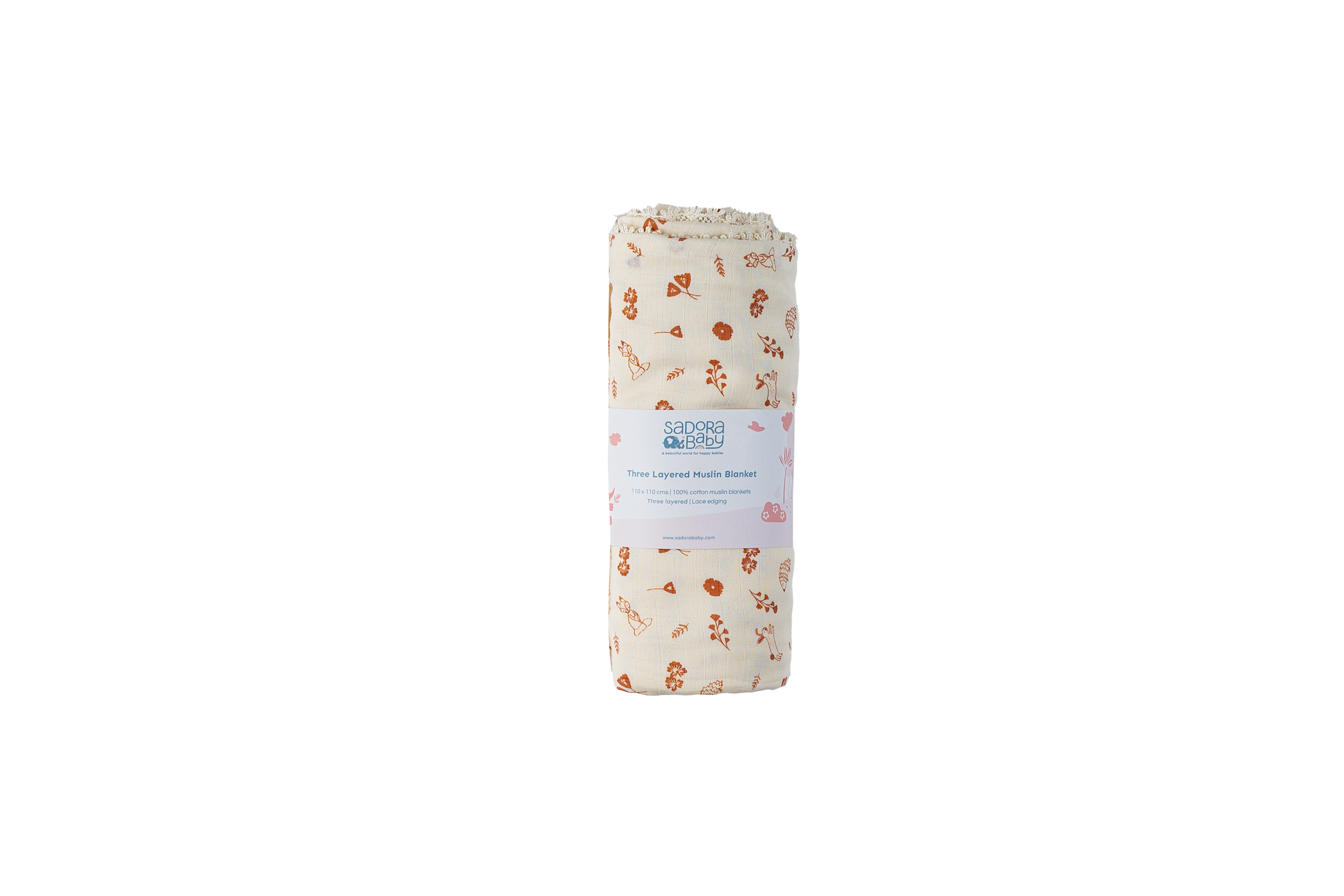 Three Layered Muslin Blanket / Blush Hedgehog
