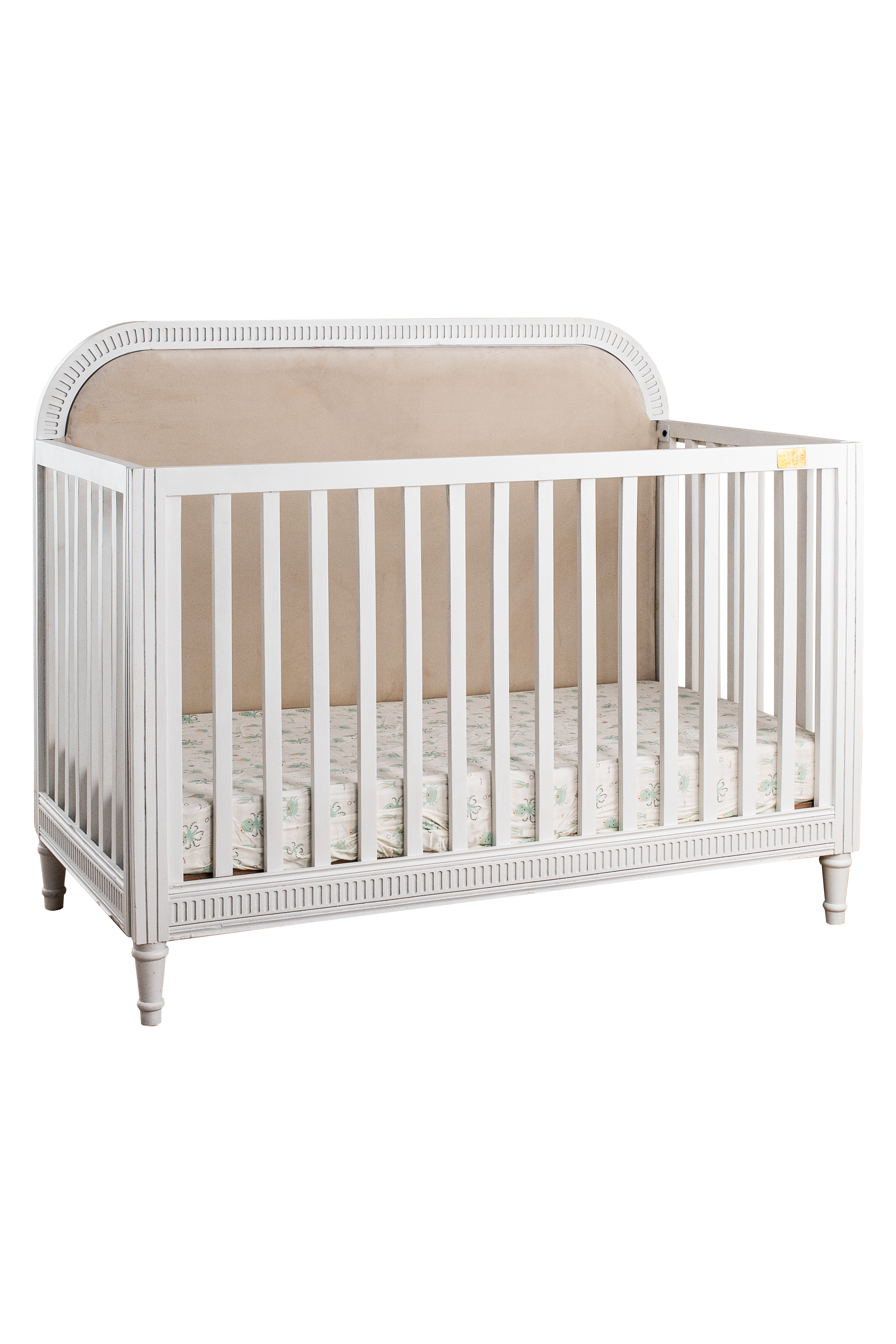 Wooden Cot With Headboard - White Duco