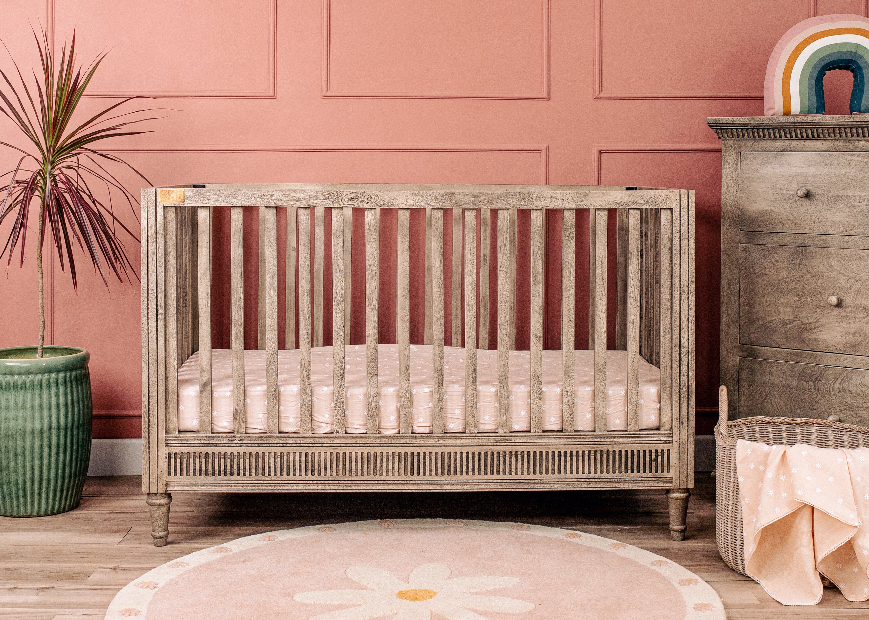 Wooden Cot - Ash Grey