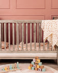 Wooden Cot With Velvet Upholstery - Ash Grey