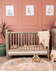 Wooden Cot With Velvet Upholstery - Ash Grey