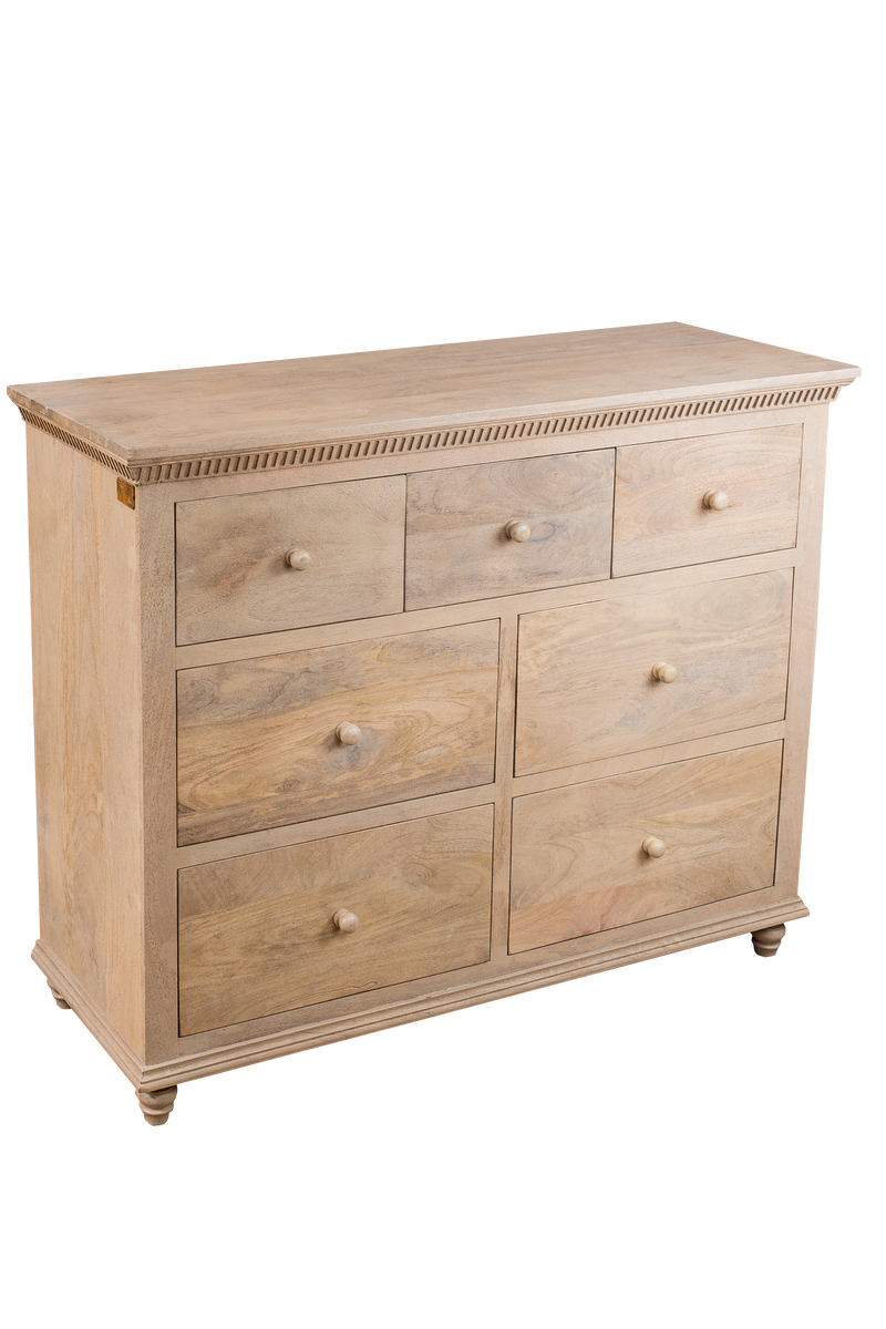 Buy 7 Drawer Wooden Chest of Drawers in Oat Finish Online Sadora Baby