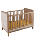 Wooden Cot With Velvet Upholstery - Oat Finish