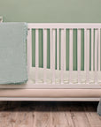 Wooden Cot With Velvet Upholstery - White Duco