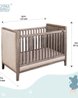Wooden Cot With Velvet Upholstery - Ash Grey