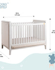 Wooden Cot With Velvet Upholstery - White Duco