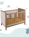 Wooden Cot With Velvet Upholstery - Oat Finish