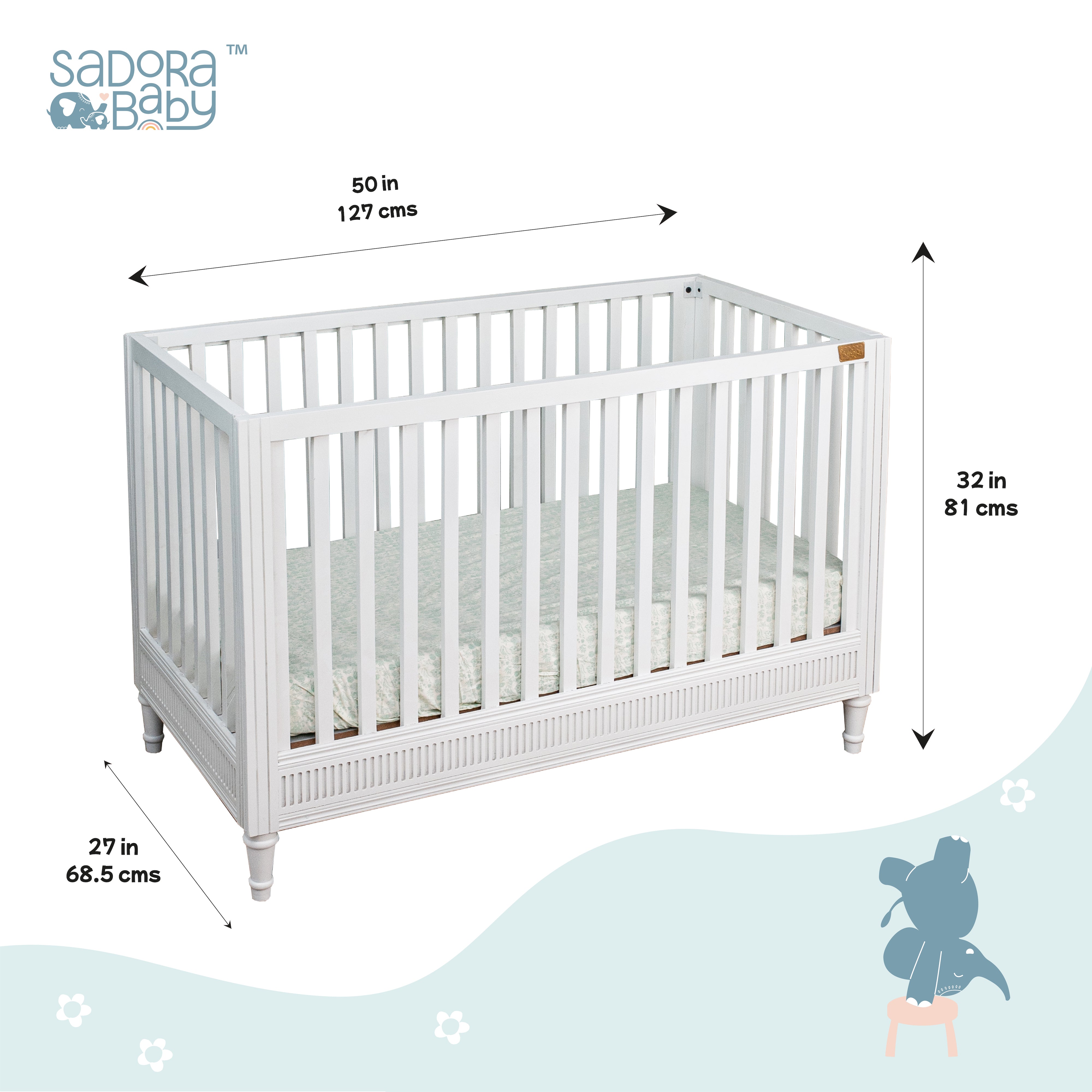 Wooden Cot - White Duco