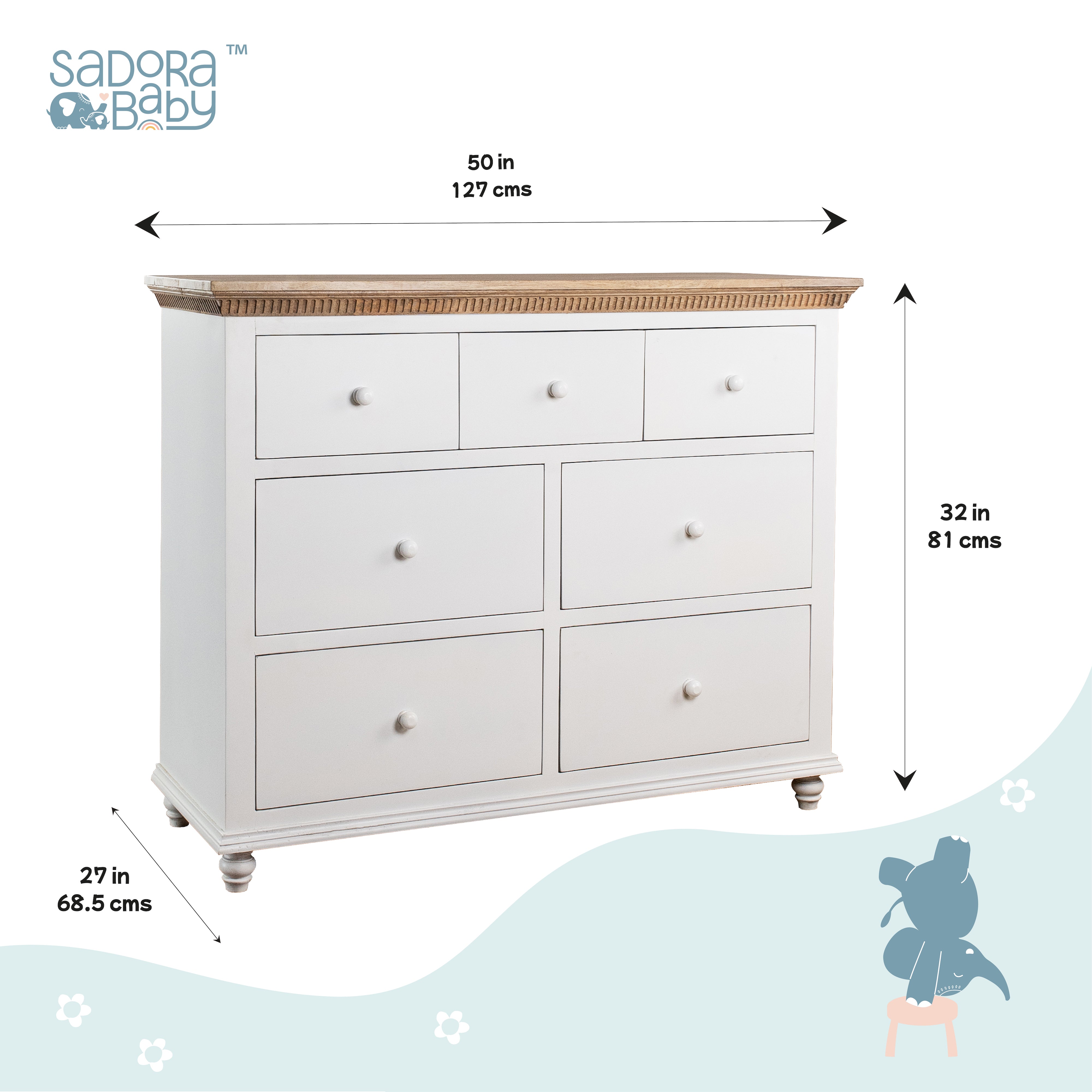 Chest of 7 Drawers - White Duco