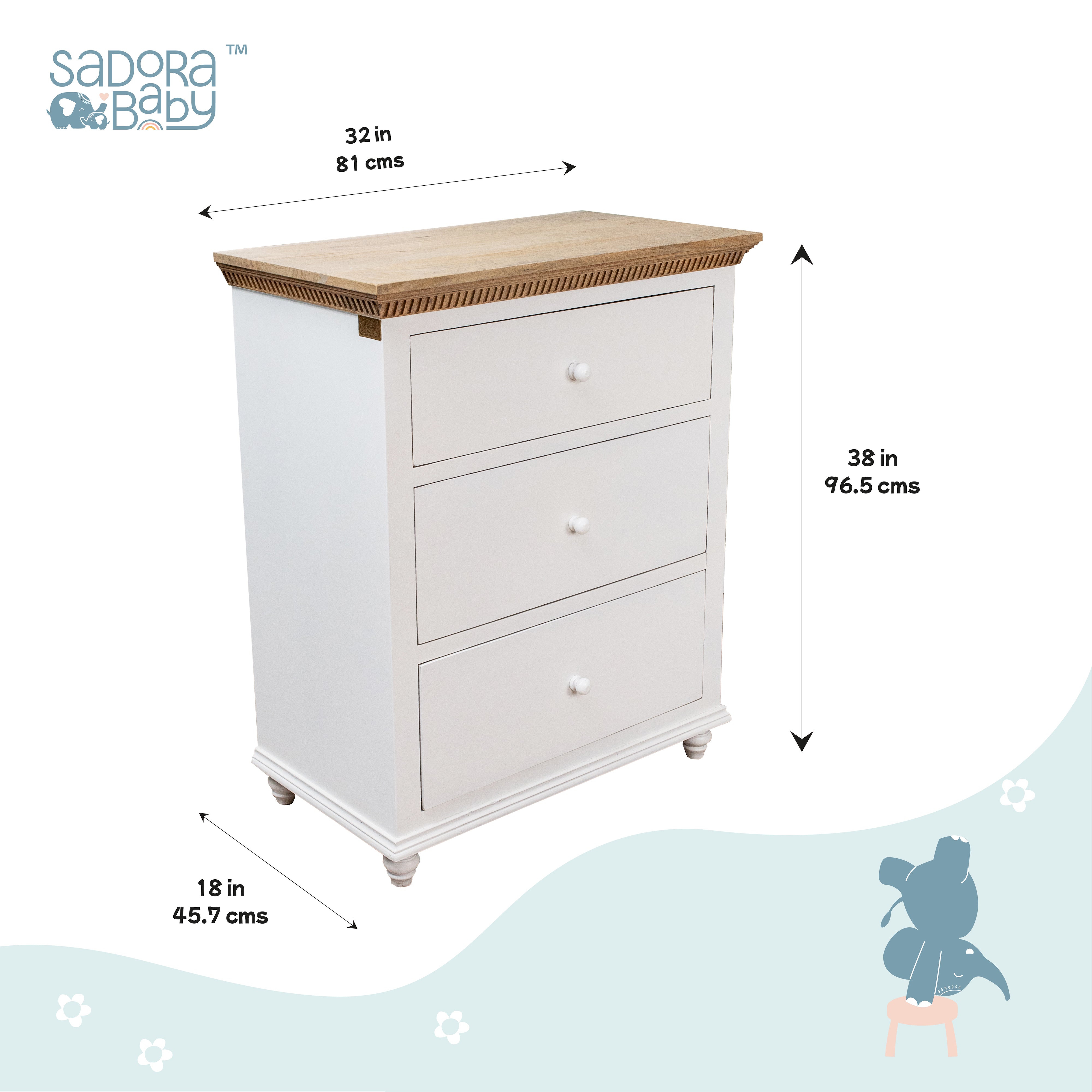 Chest of 3 Drawers - White Duco