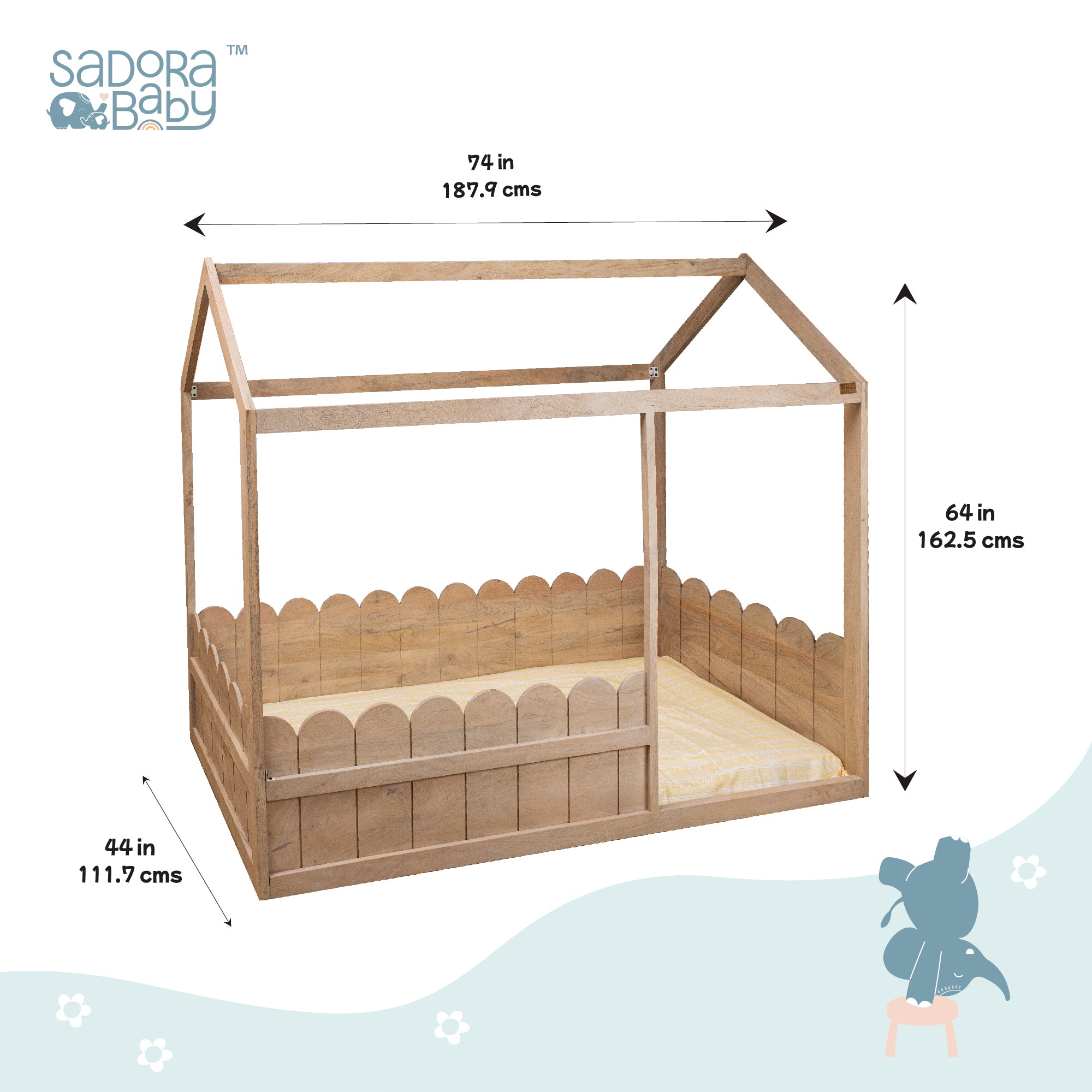 Toddler House Bed - Oat Finish