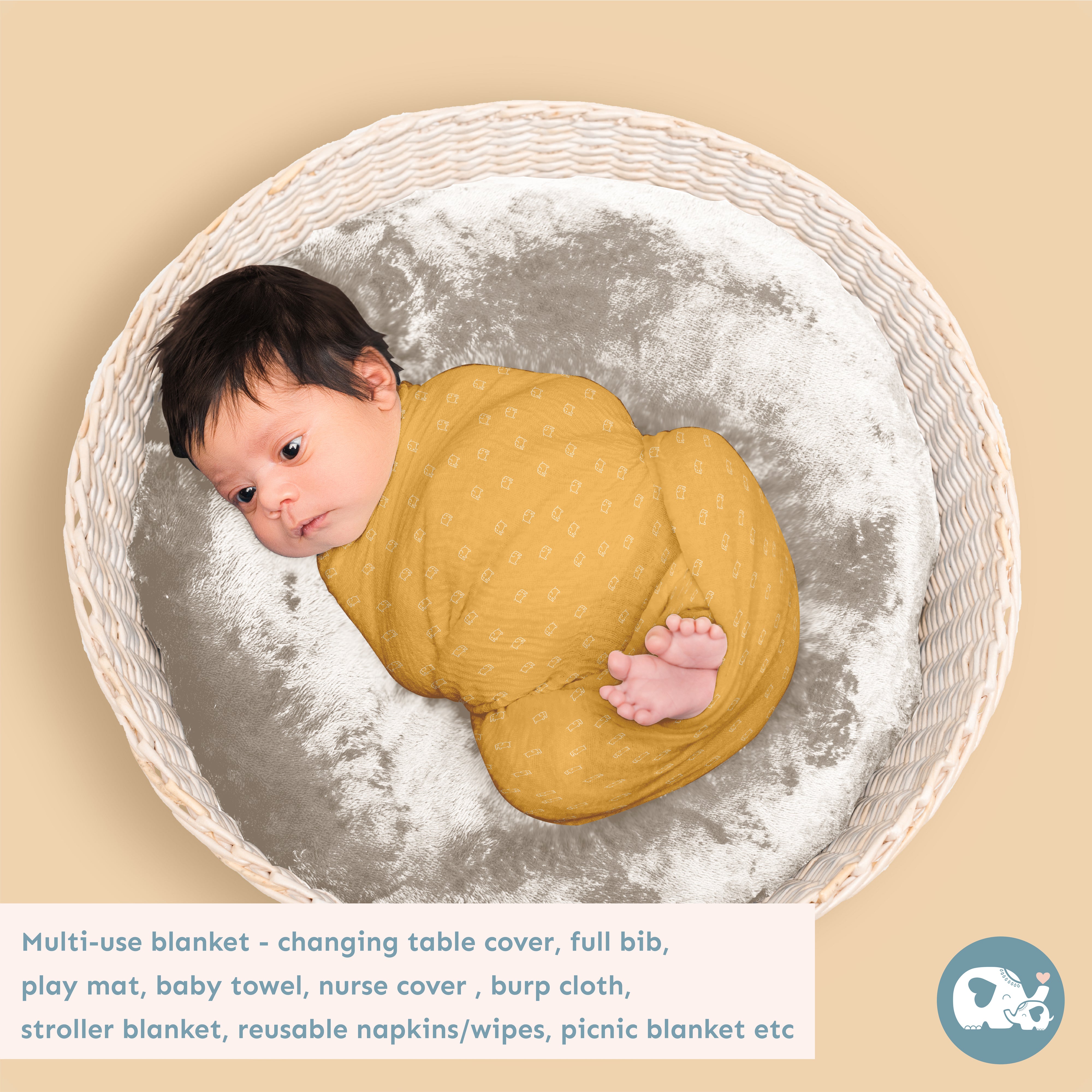 Two Layered Muslin Blanket / Elephant